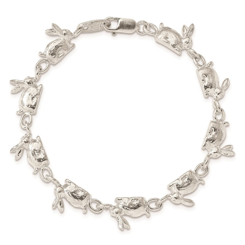 7 Inch Sterling Silver Rabbits Bracelet