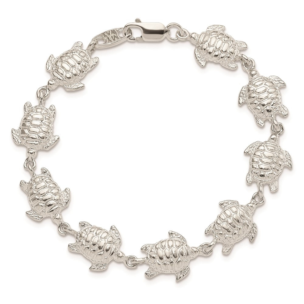 7 Inch Sterling Silver Sea Turtles Bracelet