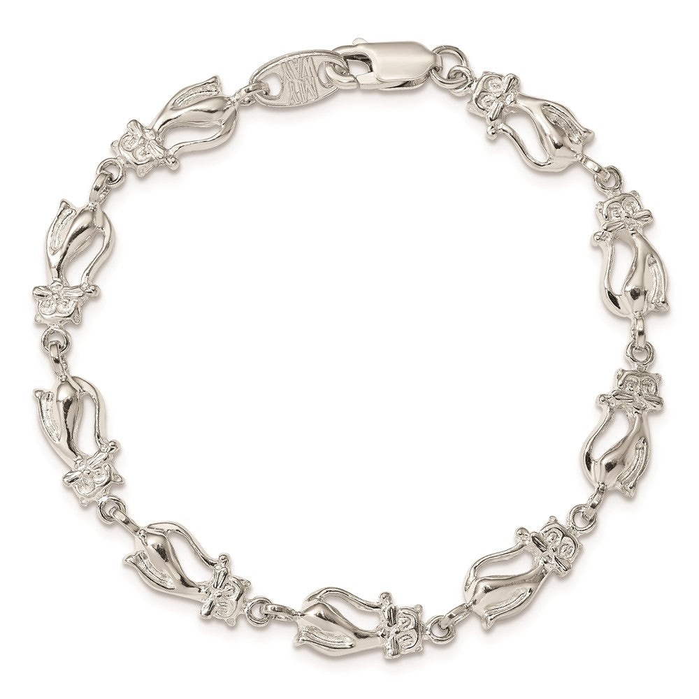 7 Inch Sterling Silver Cats Bracelet