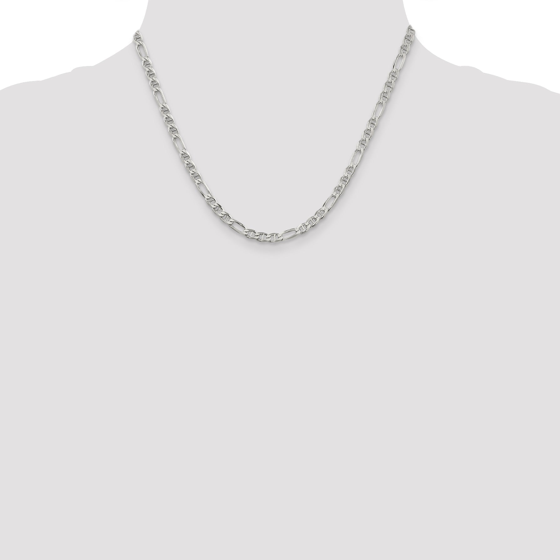 18 Inch Sterling Silver 3.75mm Figaro Anchor Chain Necklace