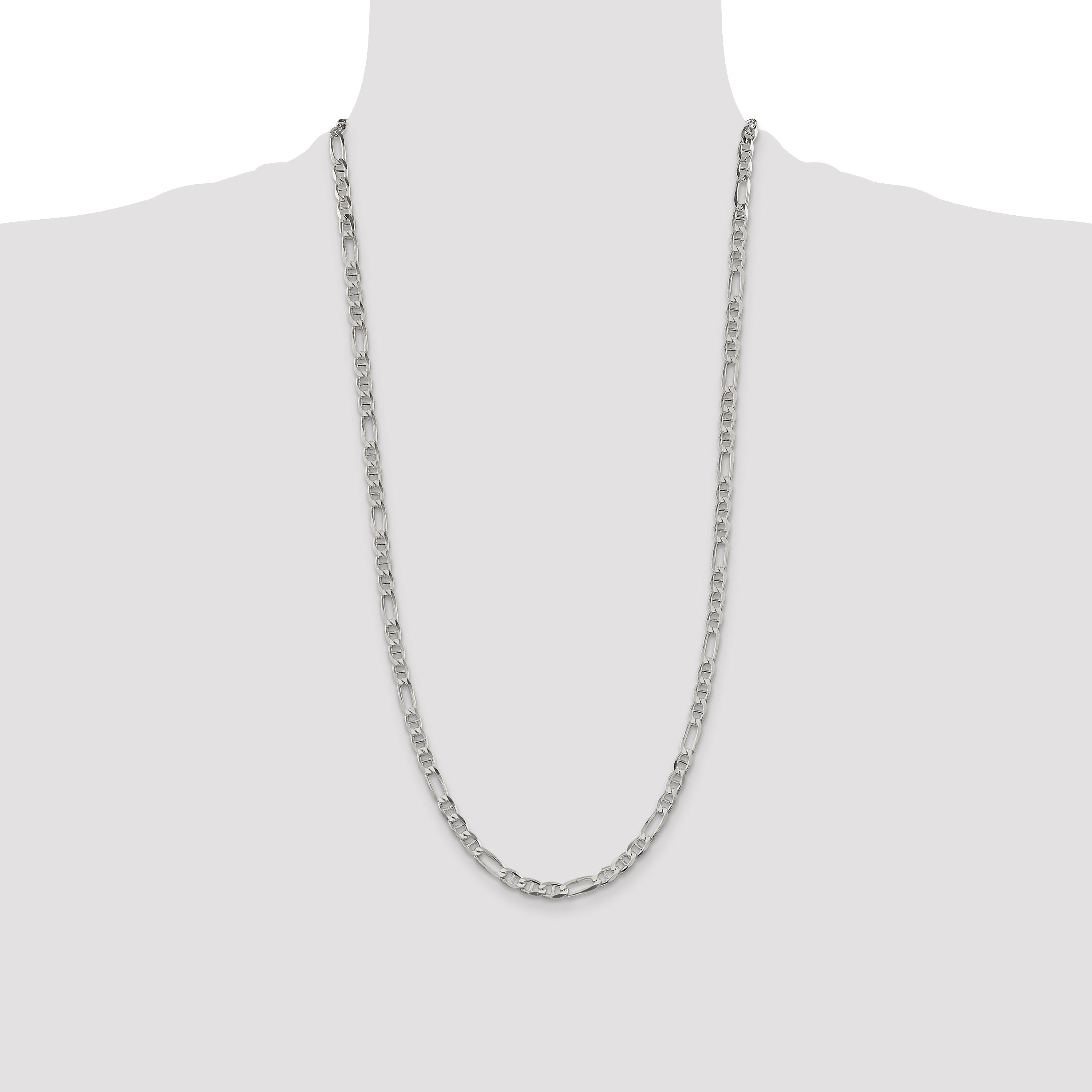 28 Inch Sterling Silver 4.5mm Figaro Anchor Chain Necklace