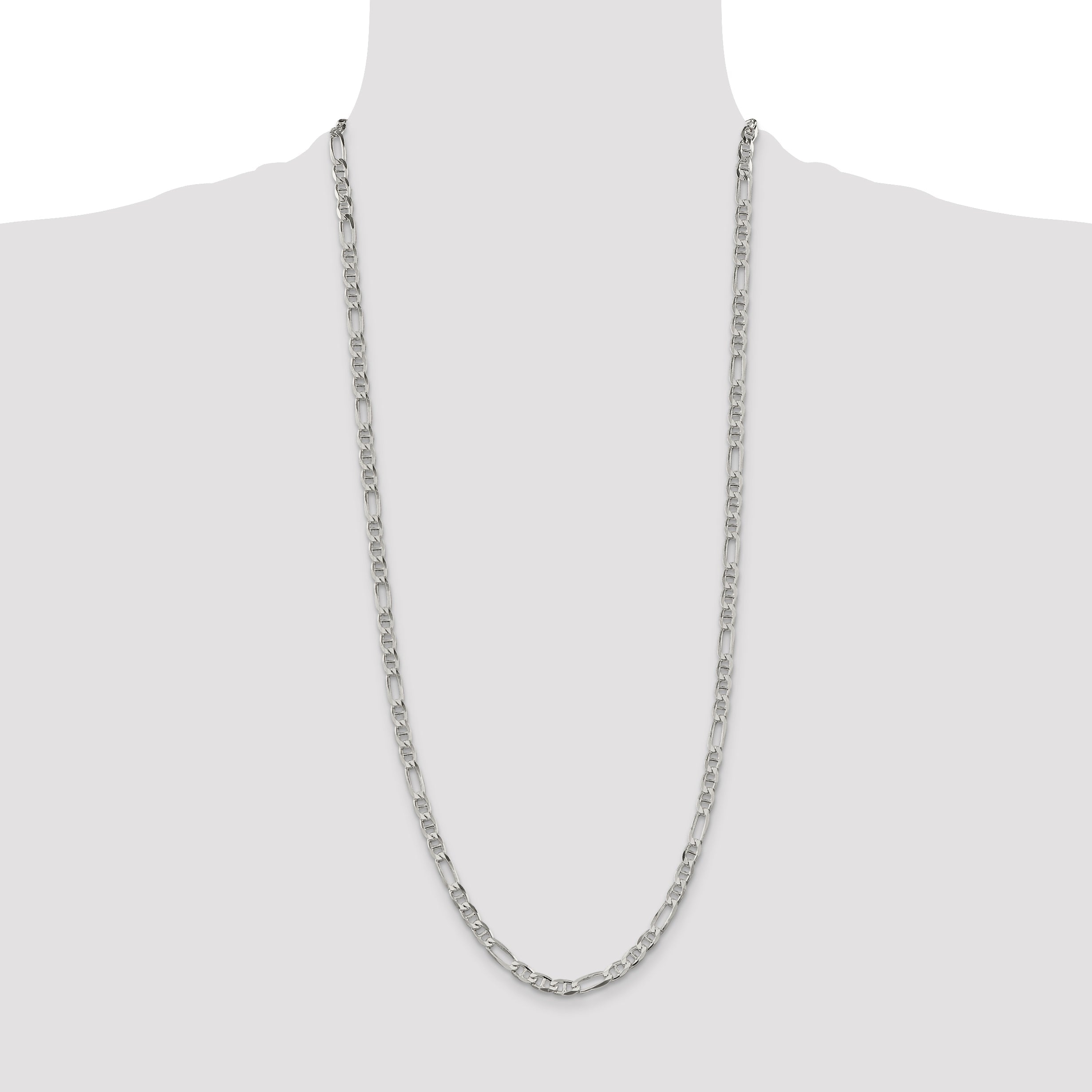 30 Inch Sterling Silver 4.5mm Figaro Anchor Chain Necklace