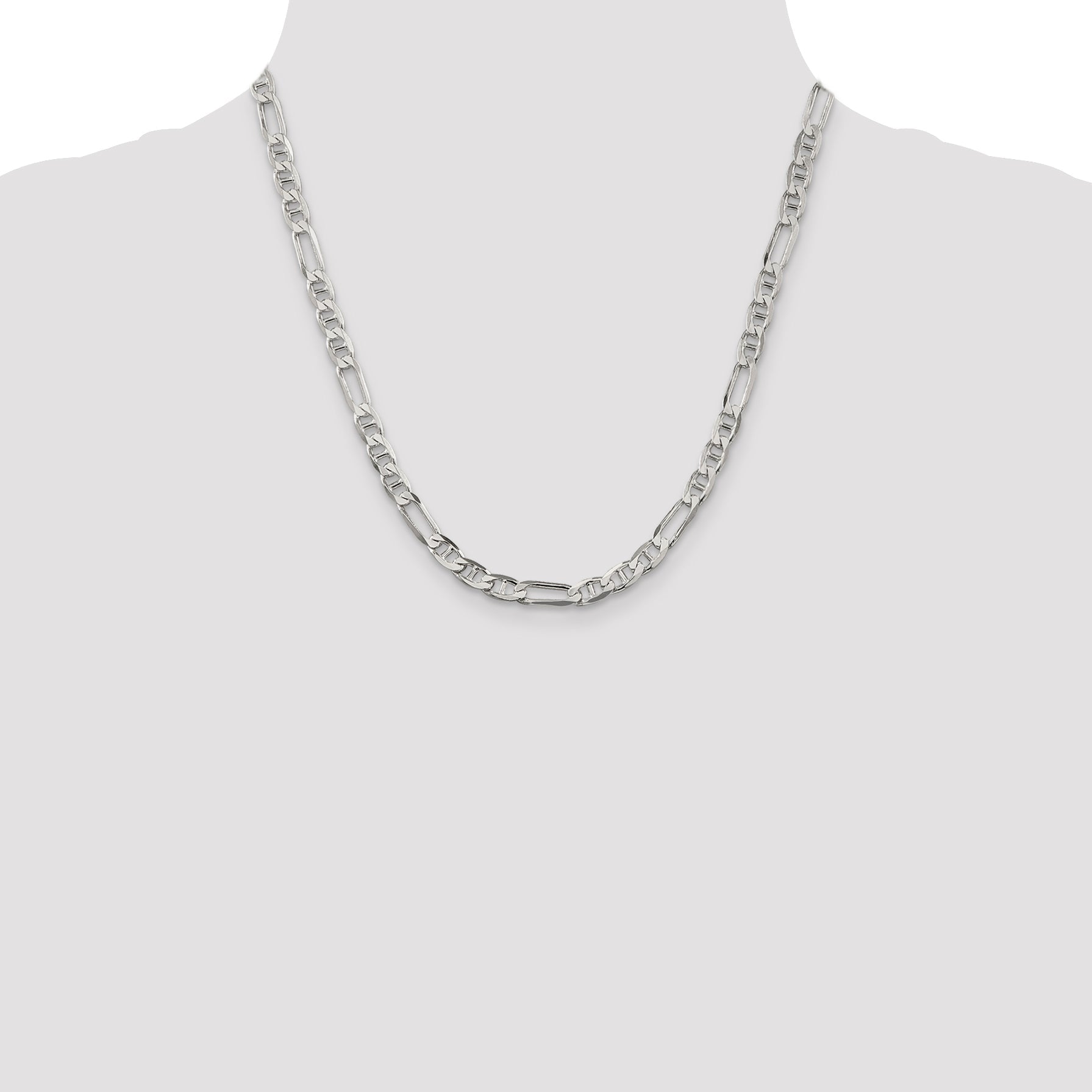 20 Inch Sterling Silver 5.5mm Figaro Anchor Chain Necklace