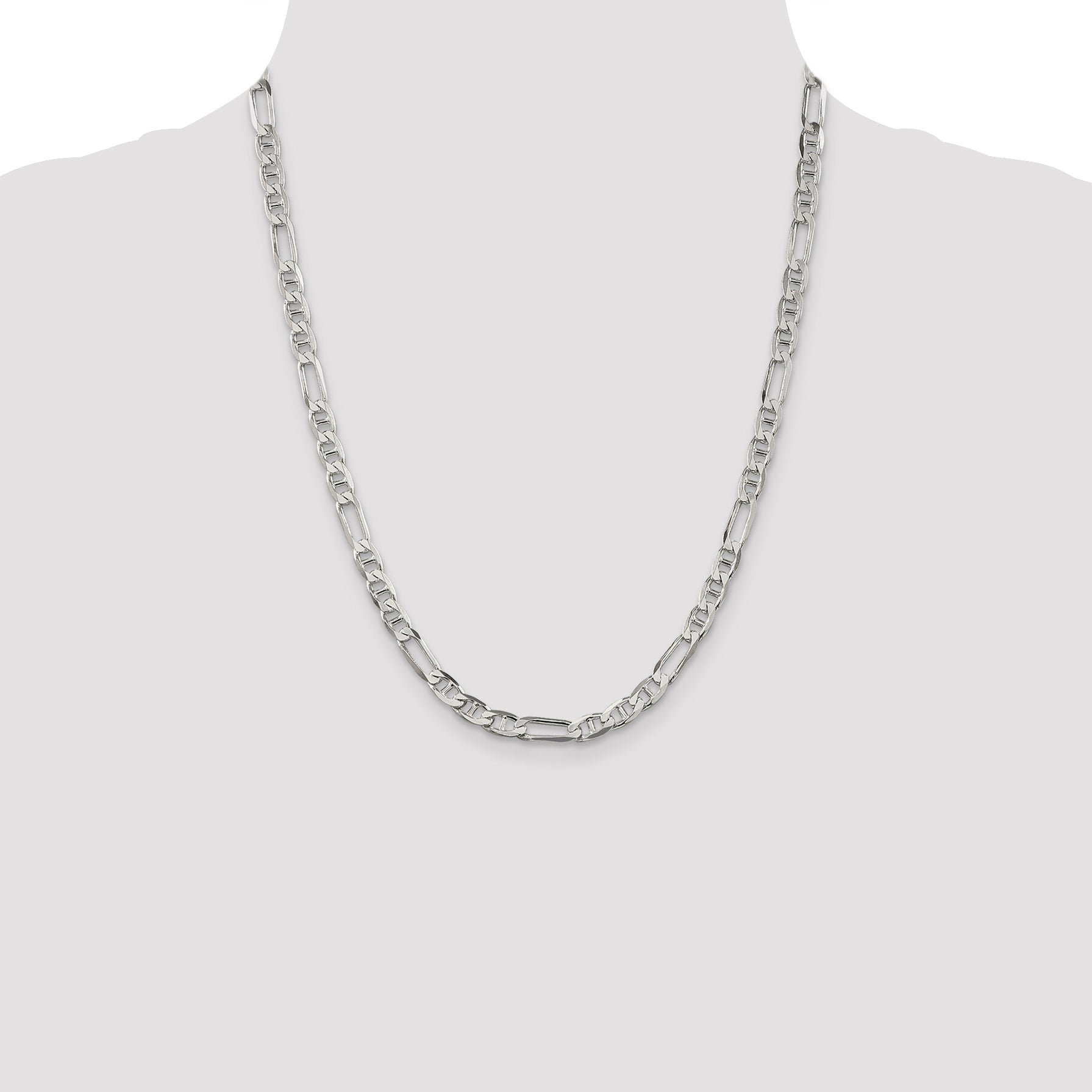 22 Inch Sterling Silver 5.5mm Figaro Anchor Chain Necklace