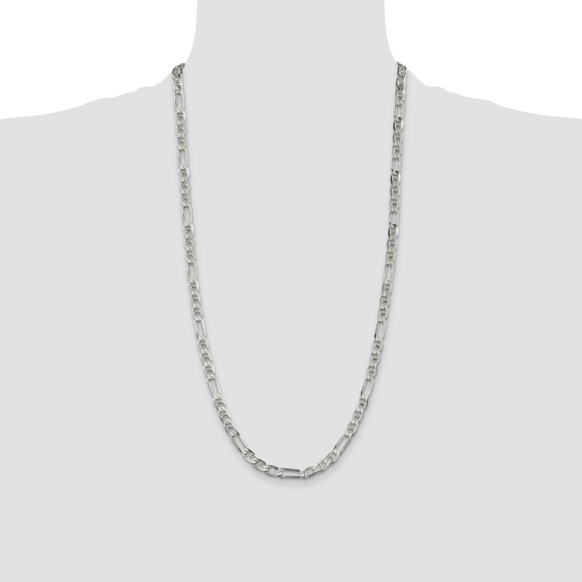 28 Inch Sterling Silver 5.5mm Figaro Anchor Chain Necklace