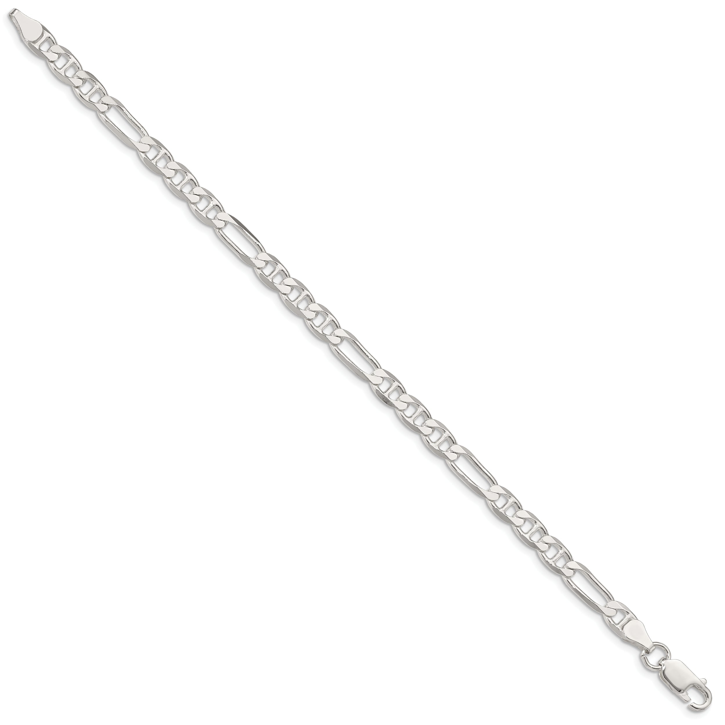 8 Inch Sterling Silver 5.5mm Figaro Anchor Chain Bracelet