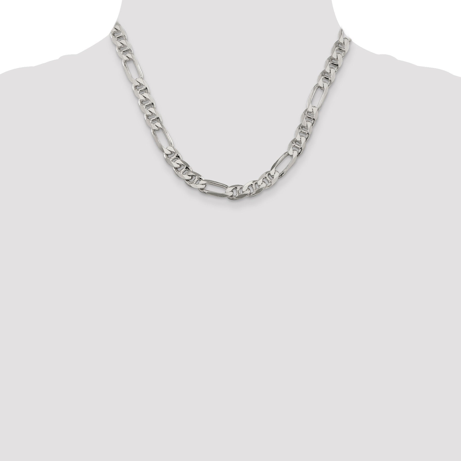 18 Inch Sterling Silver 8.25mm Figaro Anchor Chain Necklace