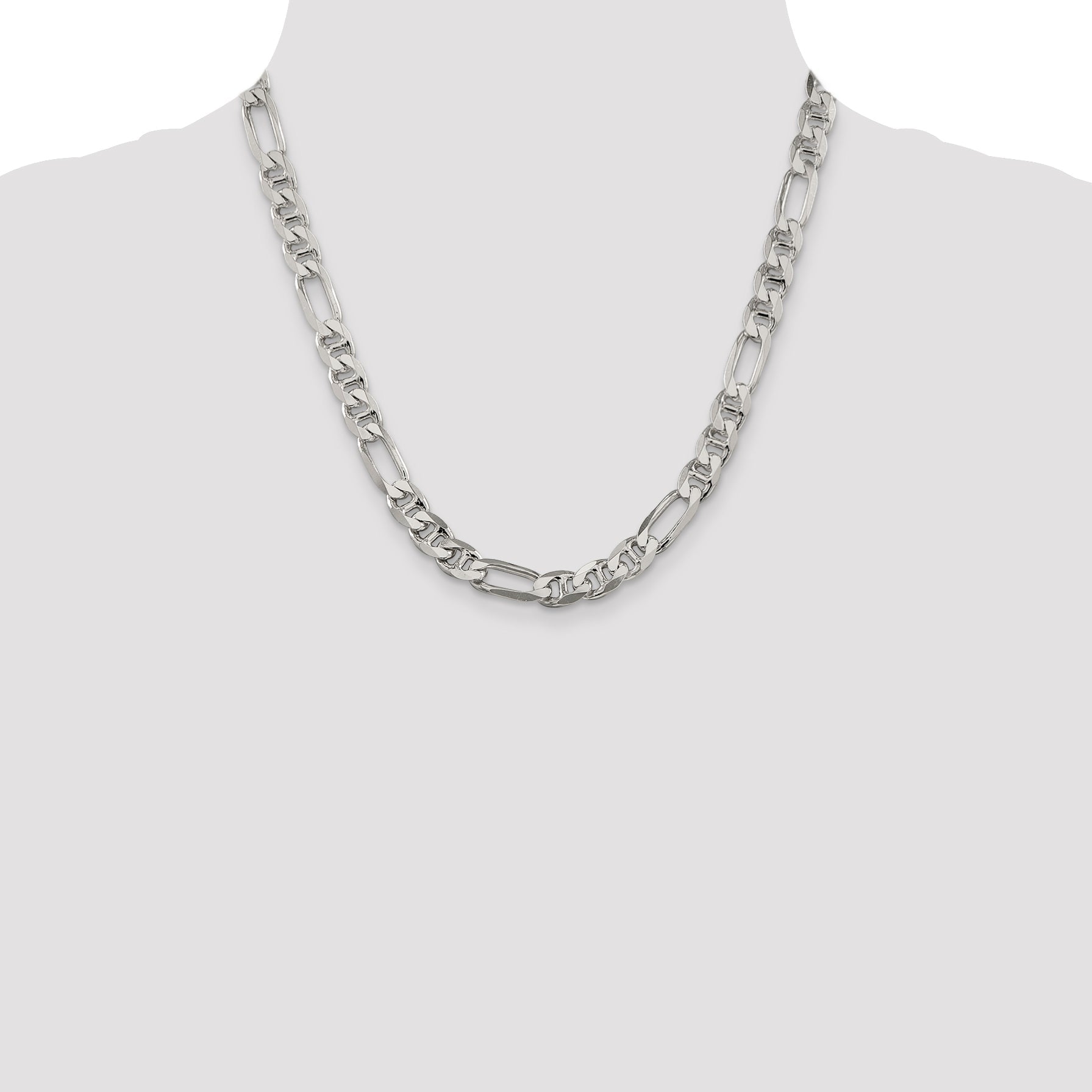 20 Inch Sterling Silver 8.25mm Figaro Anchor Chain Necklace