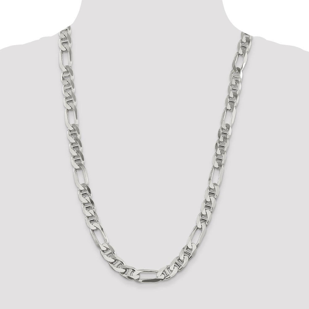 26 Inch Sterling Silver 10.65mm Figaro Anchor Chain Necklace