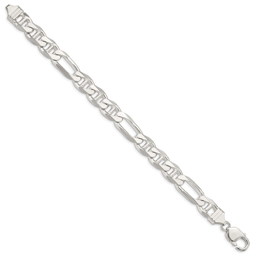 9 Inch Sterling Silver 10.65mm Figaro Anchor Chain Bracelet
