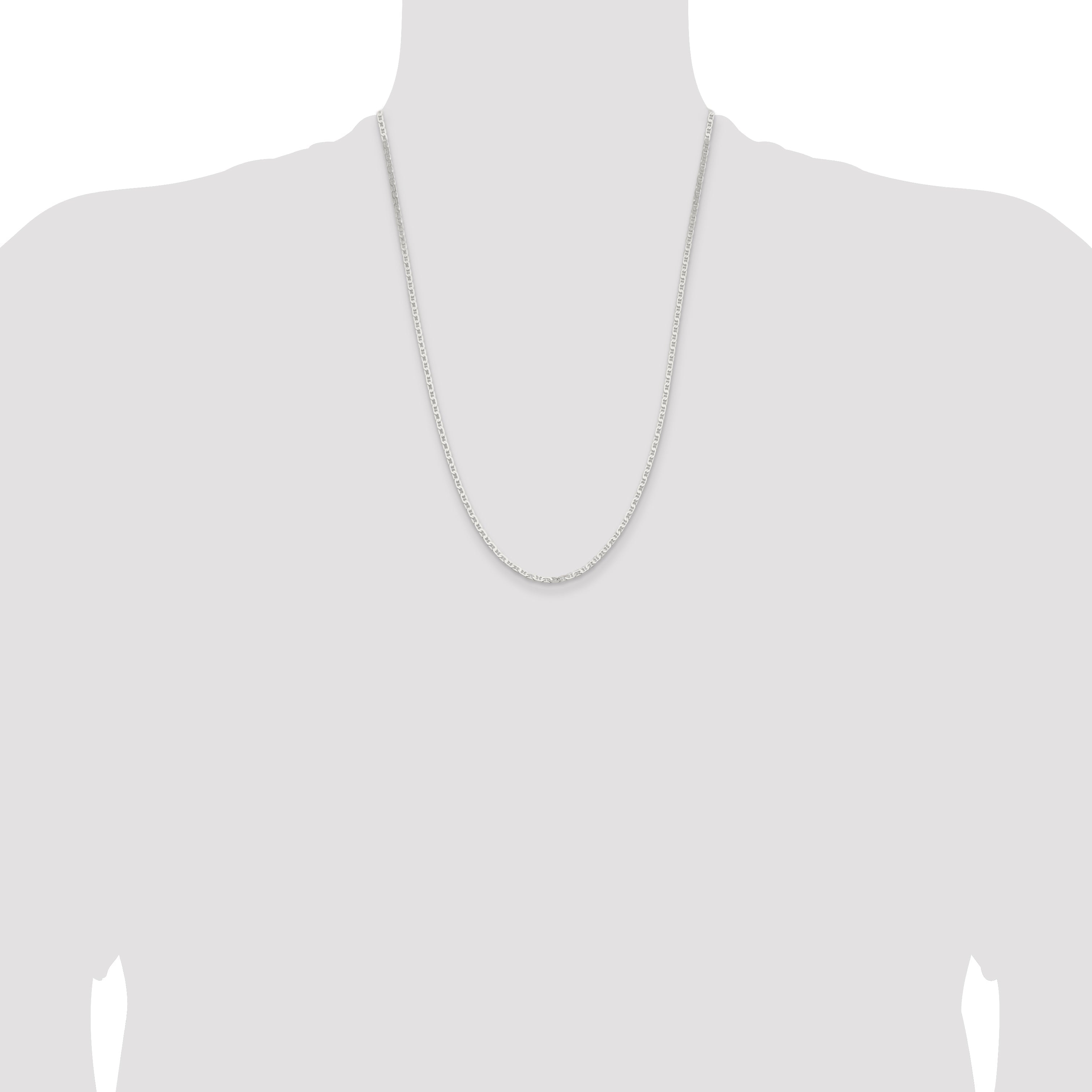 24 Inch Sterling Silver 2.1mm Flat Anchor Chain Necklace