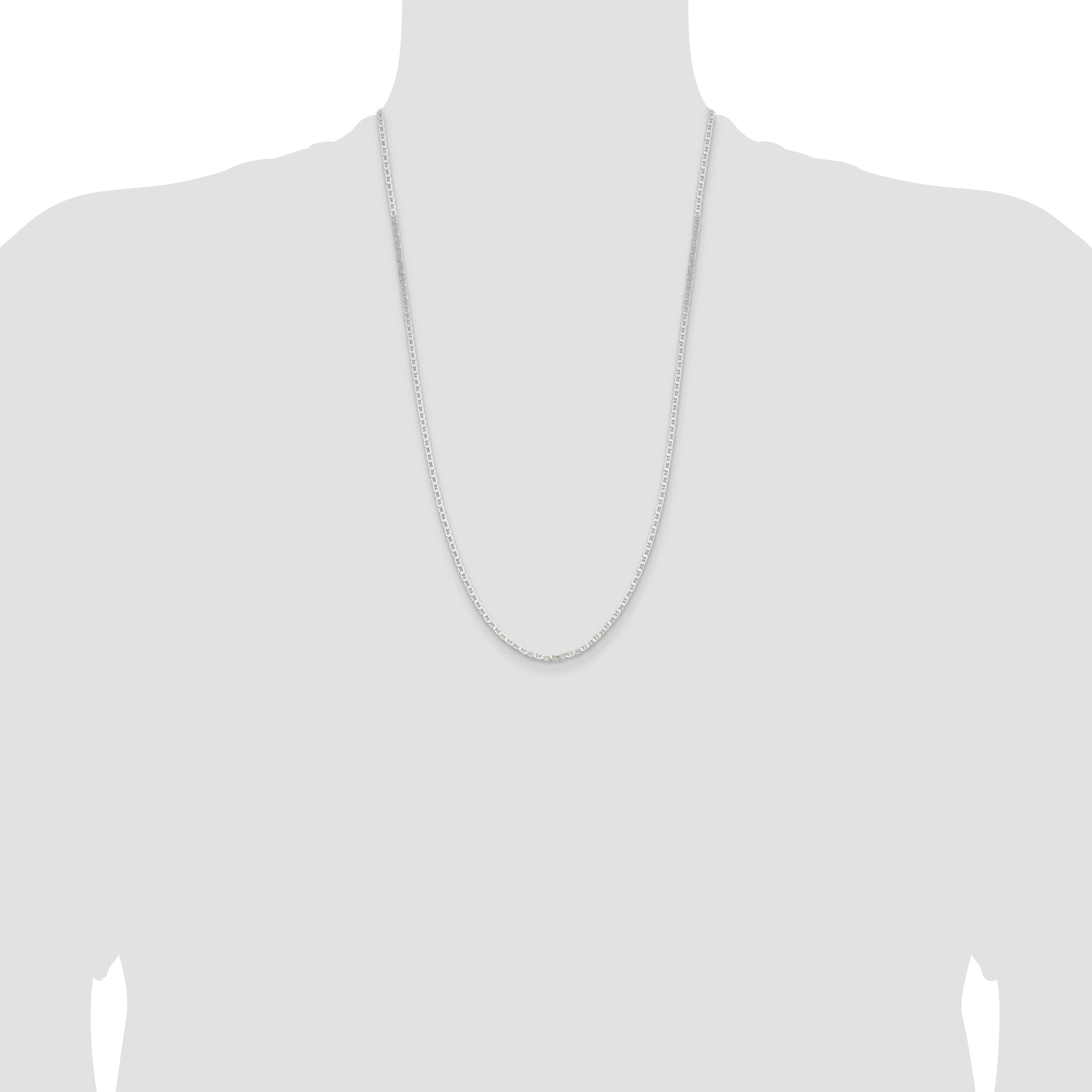 26 Inch Sterling Silver 2.1mm Flat Anchor Chain Necklace