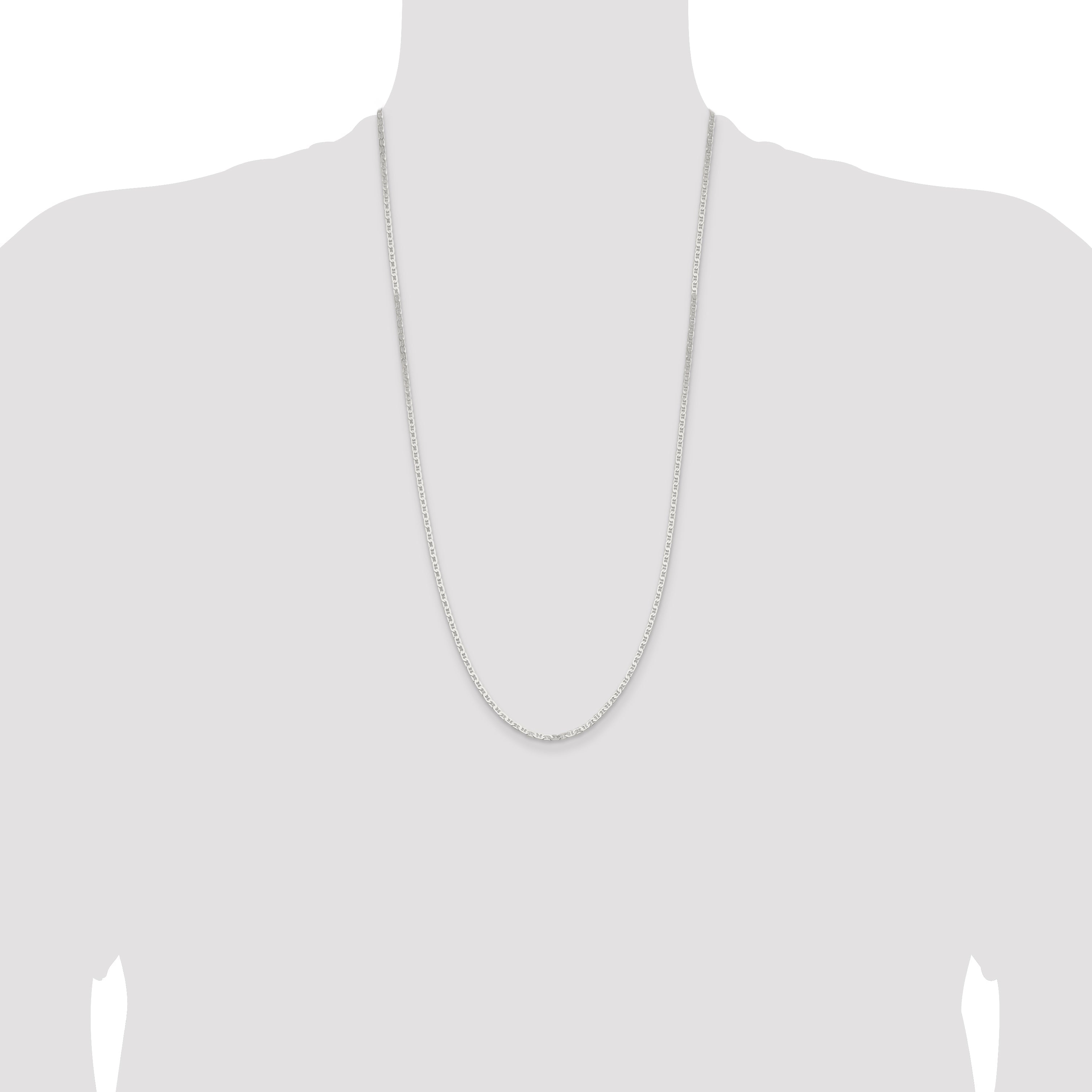 28 Inch Sterling Silver 2.1mm Flat Anchor Chain Necklace