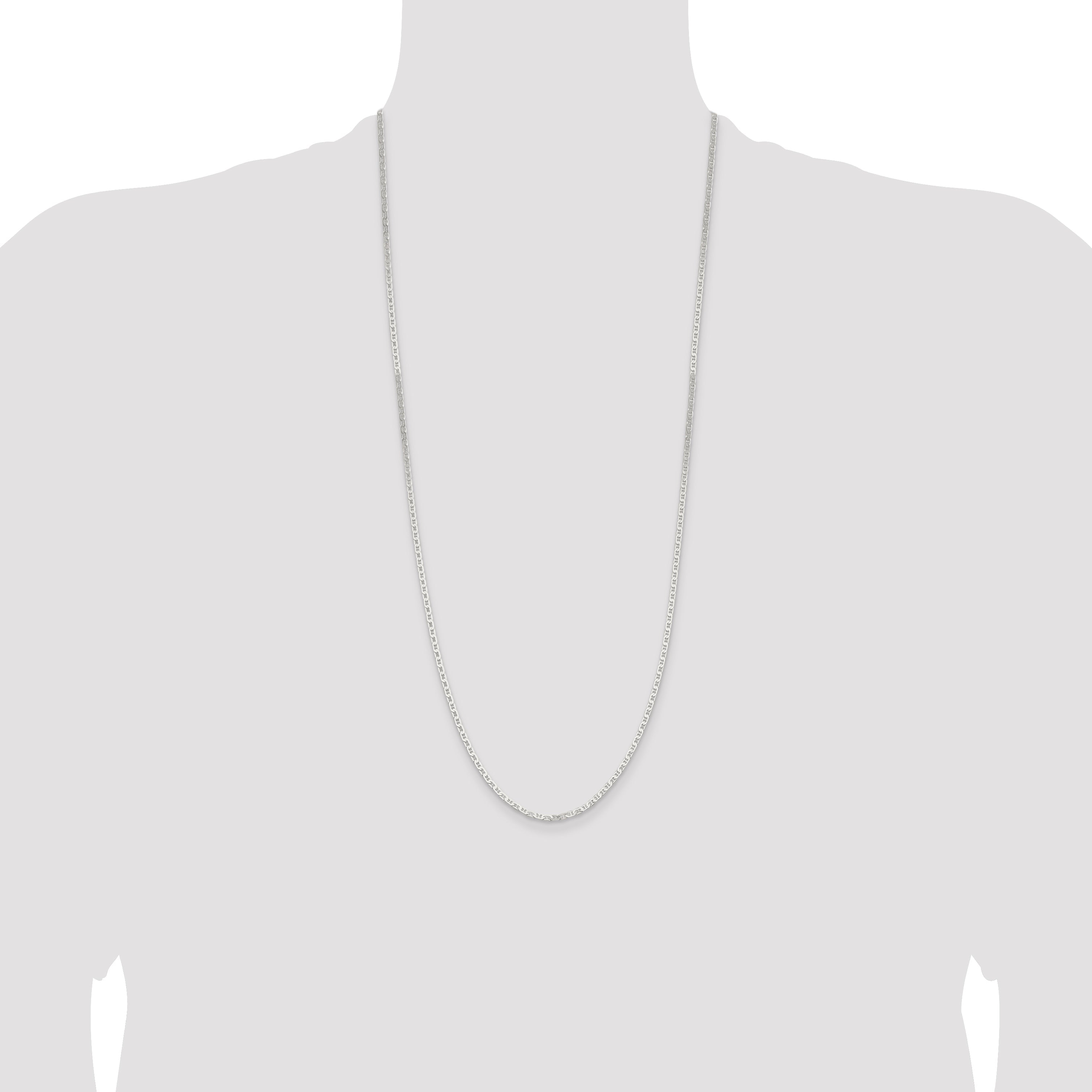 30 Inch Sterling Silver 2.1mm Flat Anchor Chain Necklace