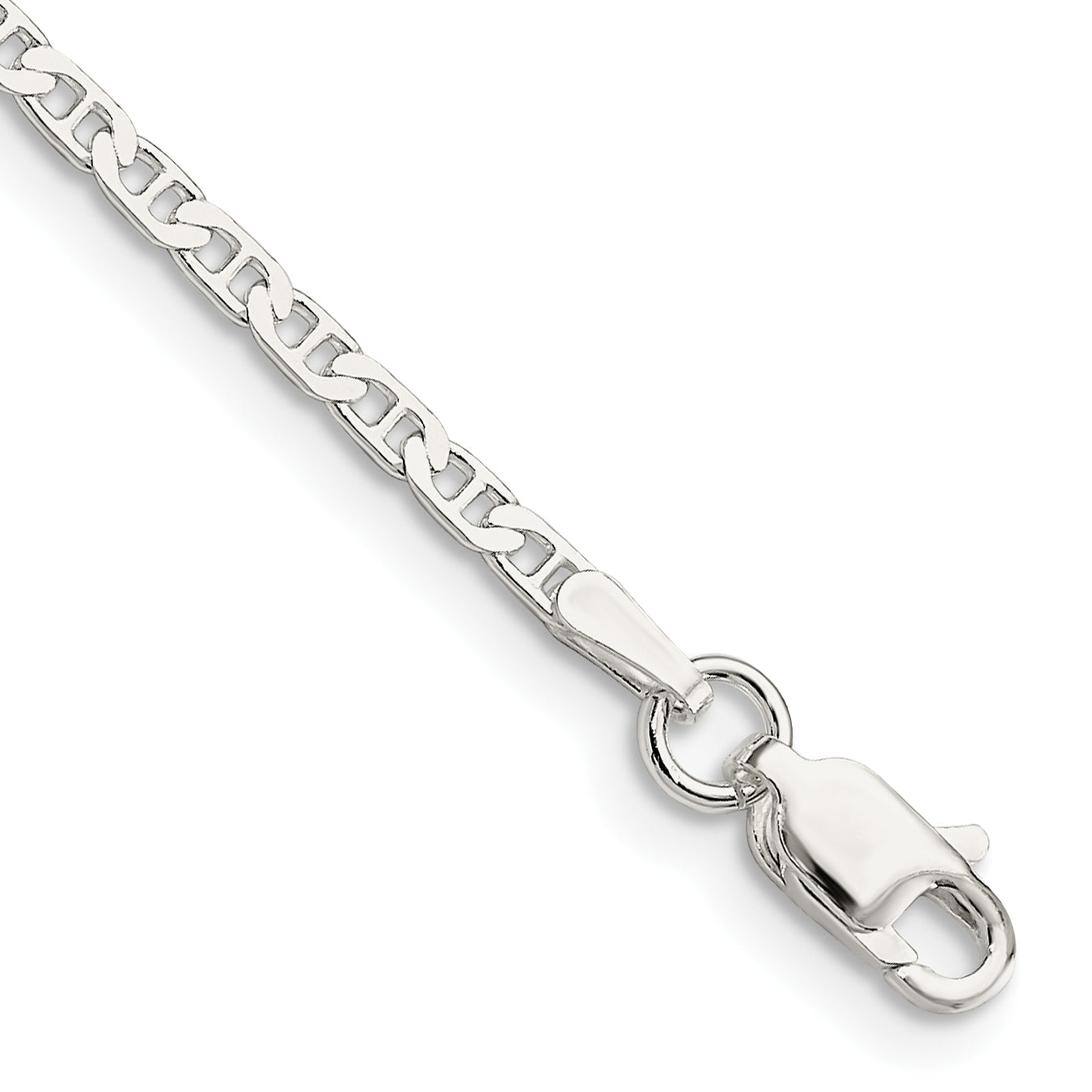 9 Inch Sterling Silver 2.1mm Flat Anchor Chain Anklet