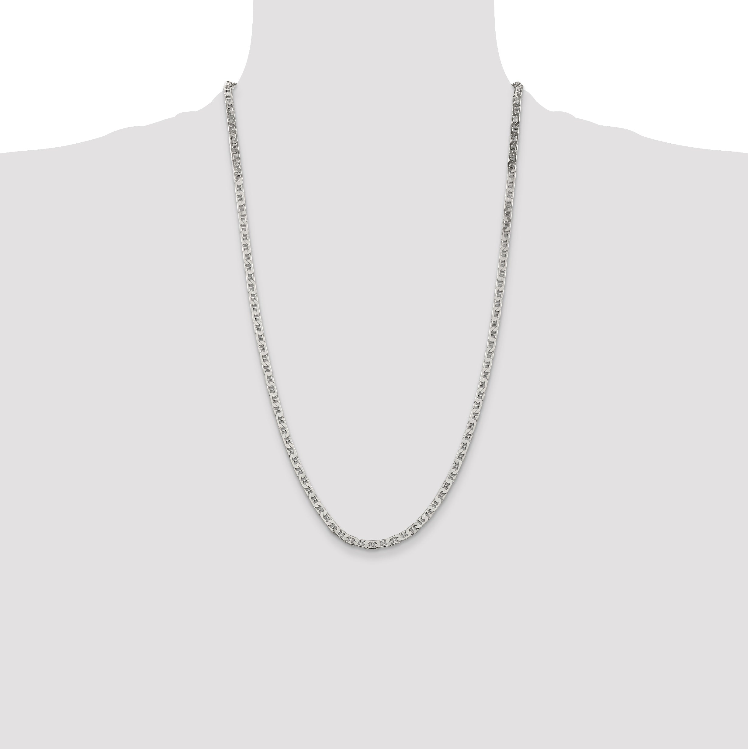 26 Inch Sterling Silver 3.75mm Flat Anchor Chain Necklace