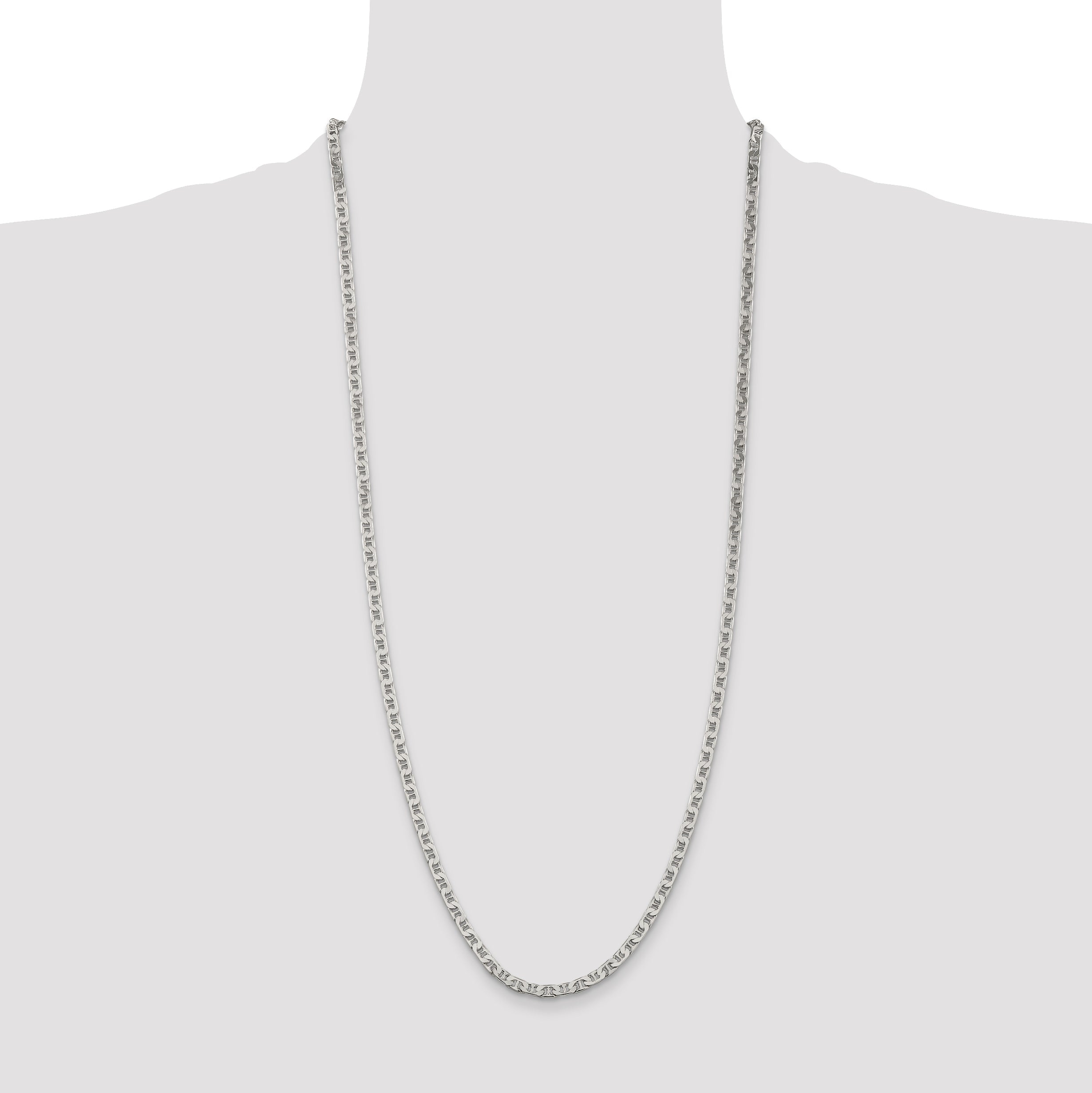 30 Inch Sterling Silver 3.75mm Flat Anchor Chain Necklace