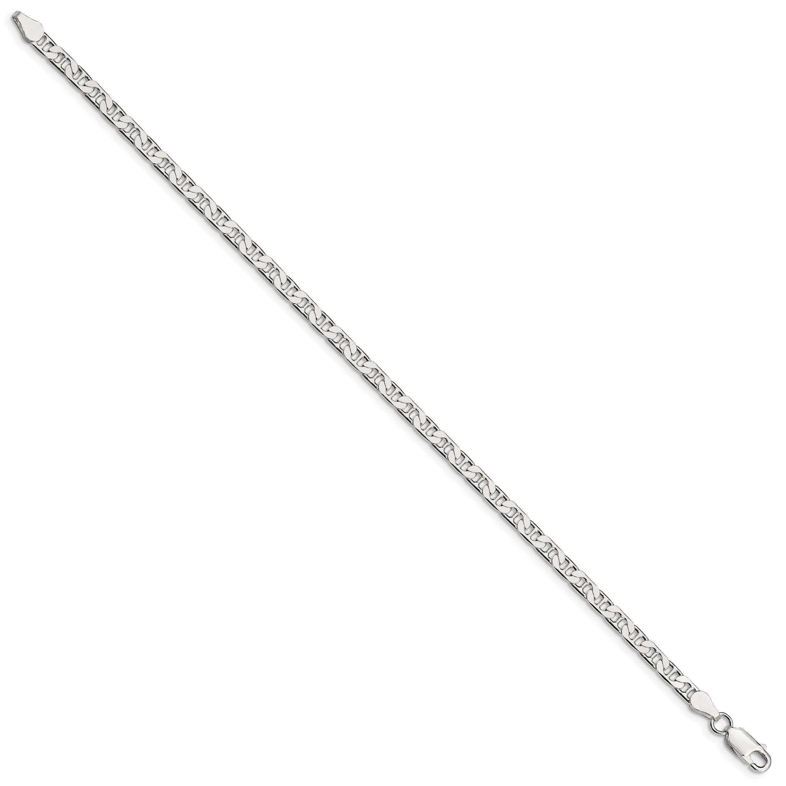 8 Inch Sterling Silver 3.75mm Flat Anchor Chain Bracelet
