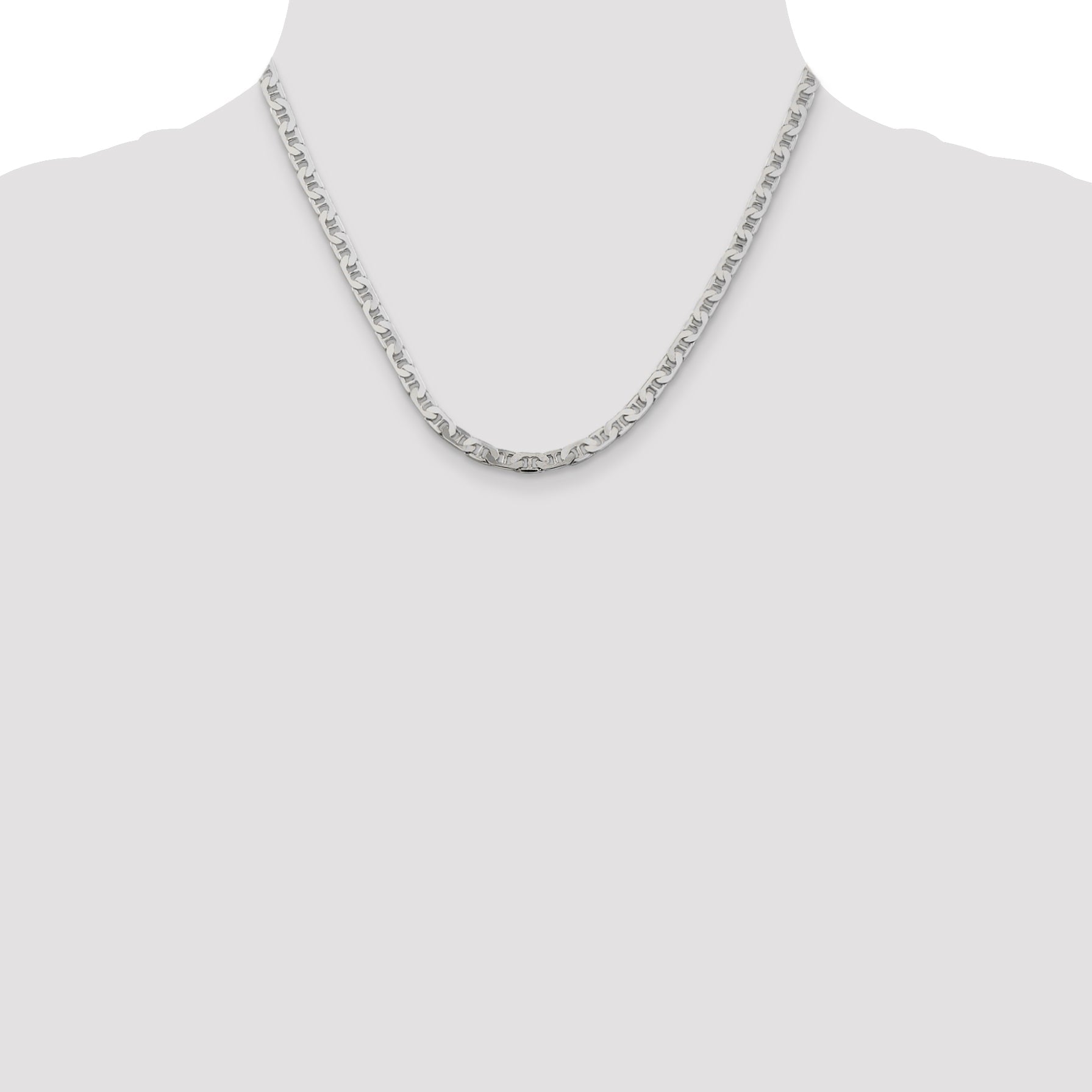 18 Inch Sterling Silver 4.5mm Flat Anchor Chain Necklace