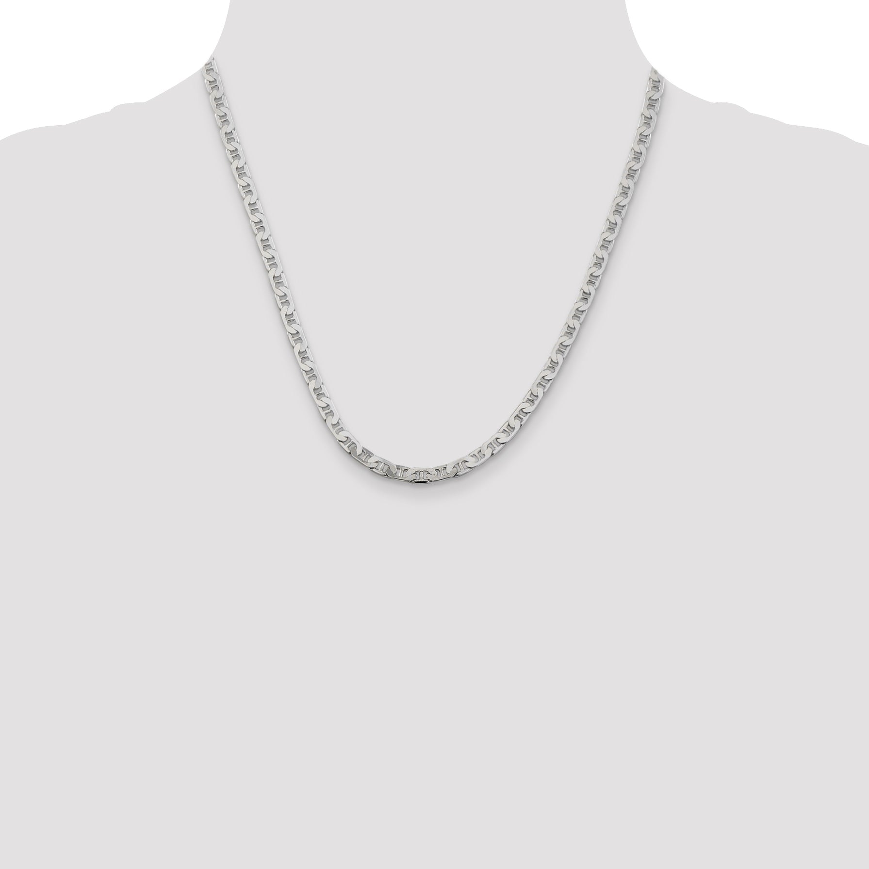 20 Inch Sterling Silver 4.5mm Flat Anchor Chain Necklace