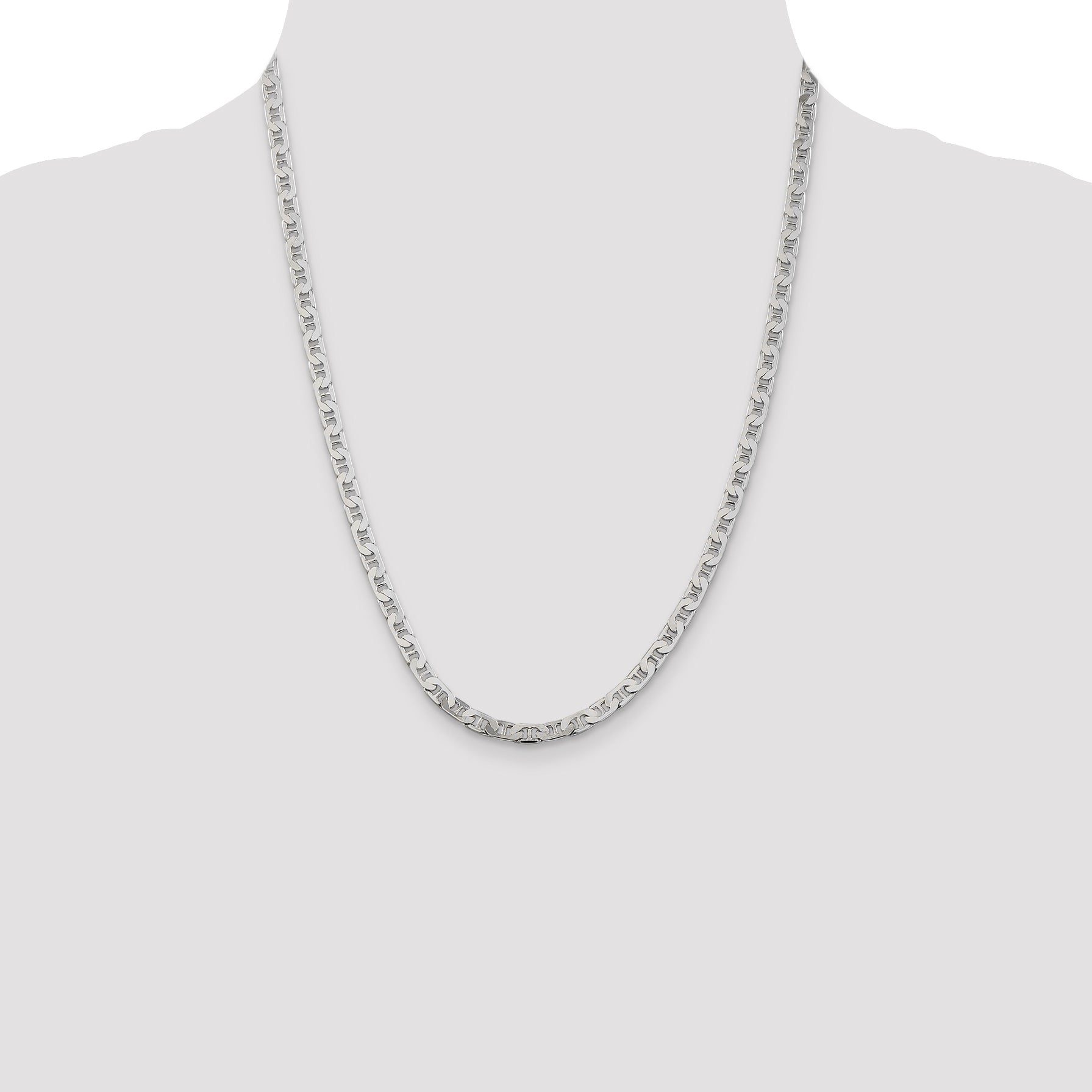 22 Inch Sterling Silver 4.5mm Flat Anchor Chain Necklace