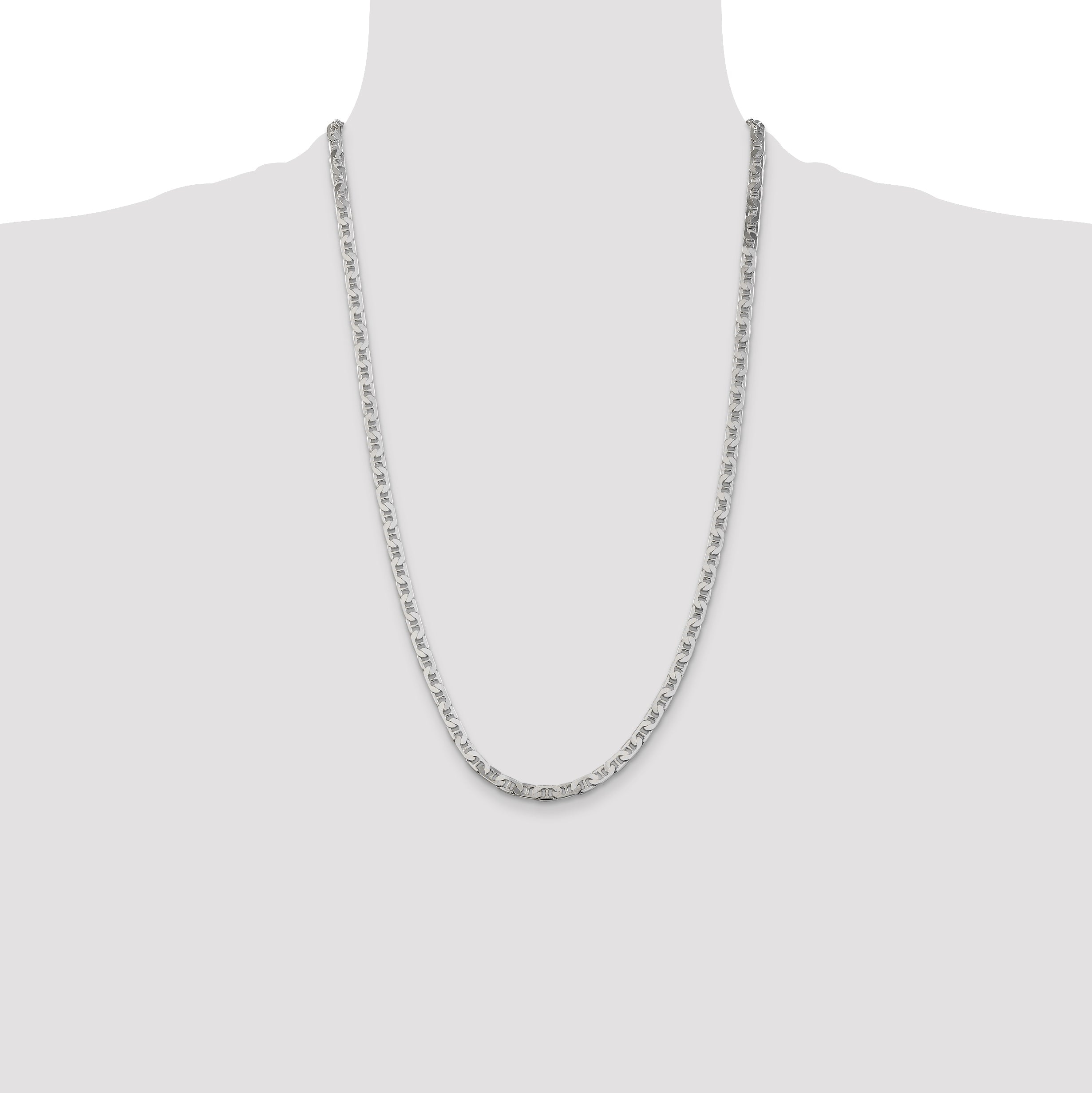 26 Inch Sterling Silver 4.5mm Flat Anchor Chain Necklace