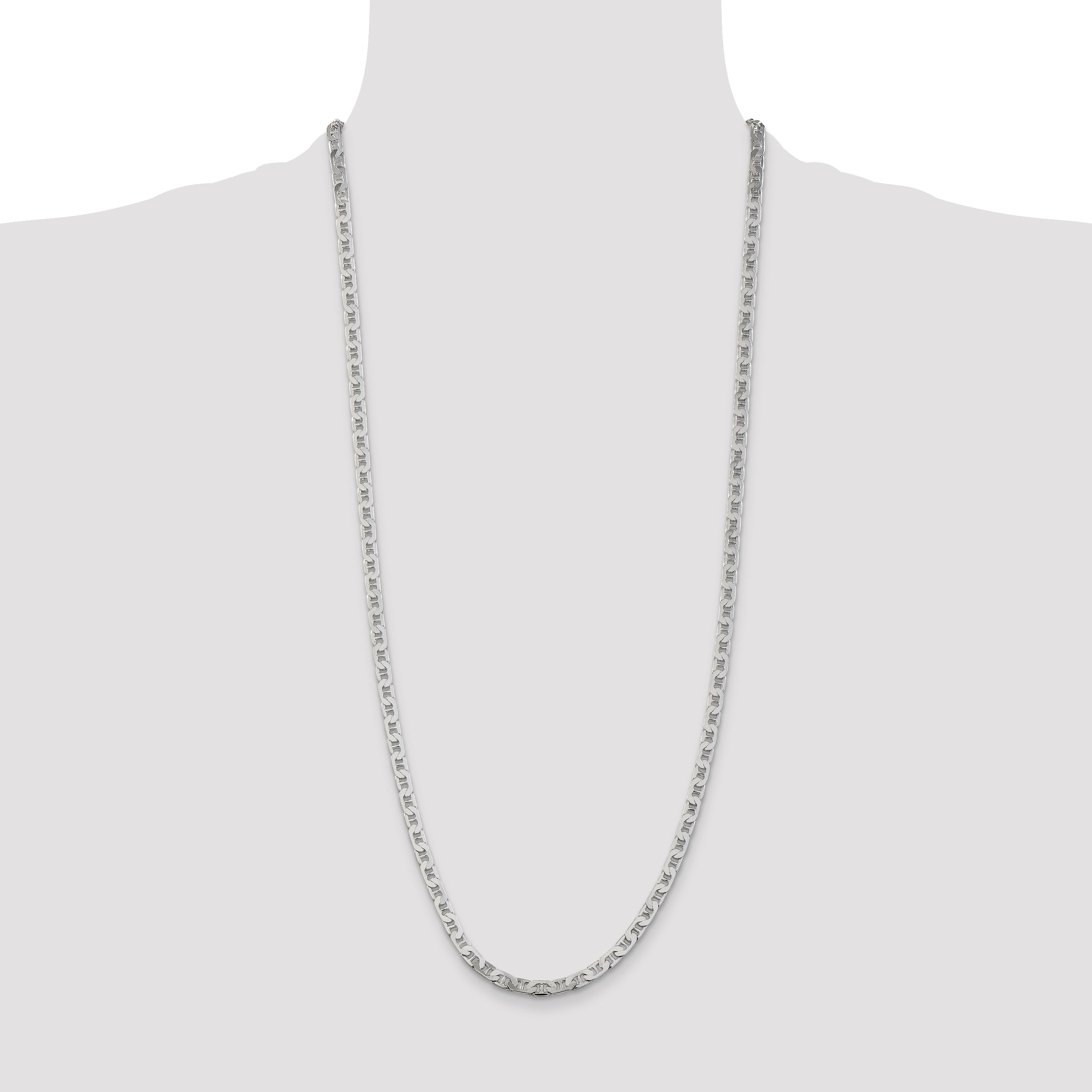 30 Inch Sterling Silver 4.5mm Flat Anchor Chain Necklace