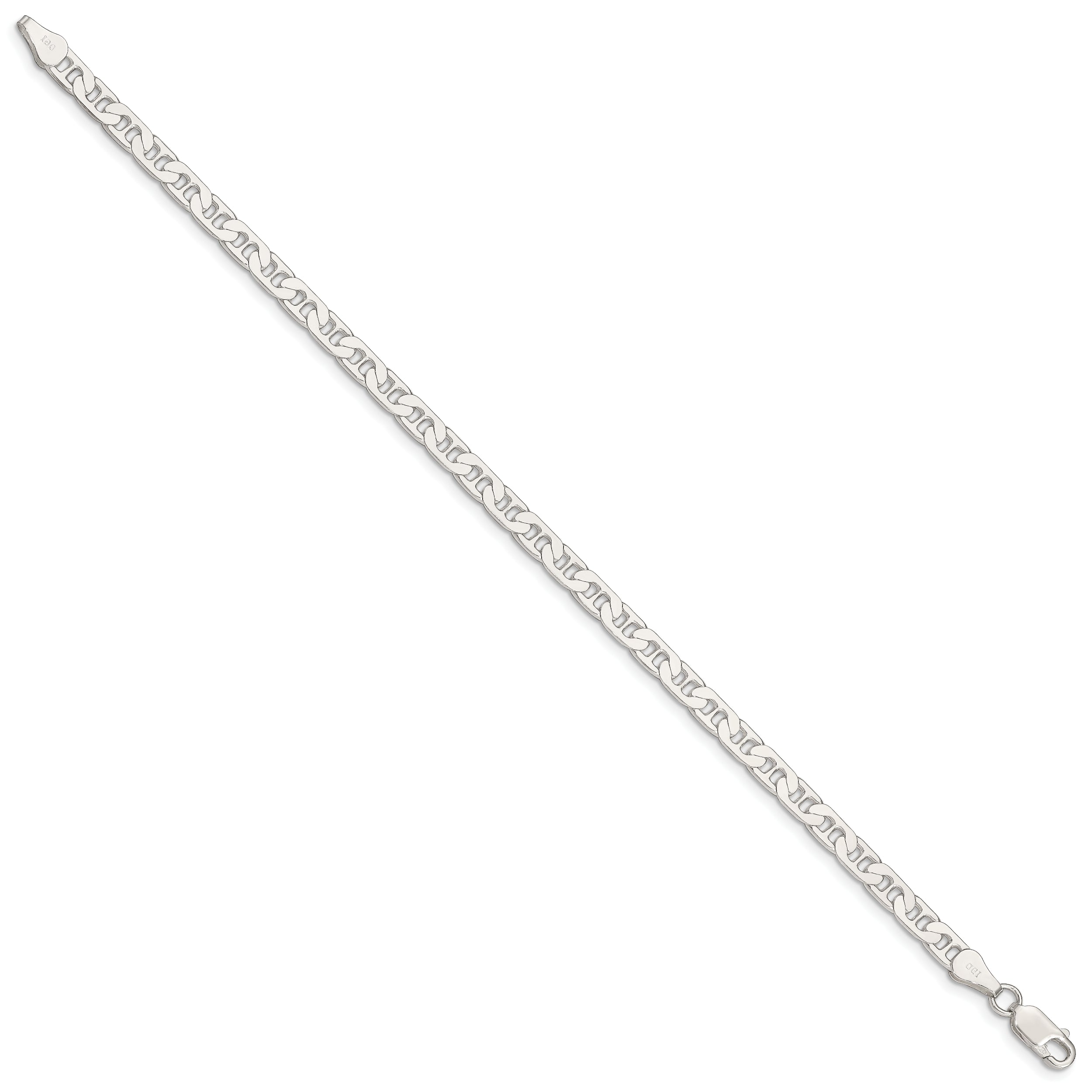 7 Inch Sterling Silver 4.5mm Flat Anchor Chain Bracelet