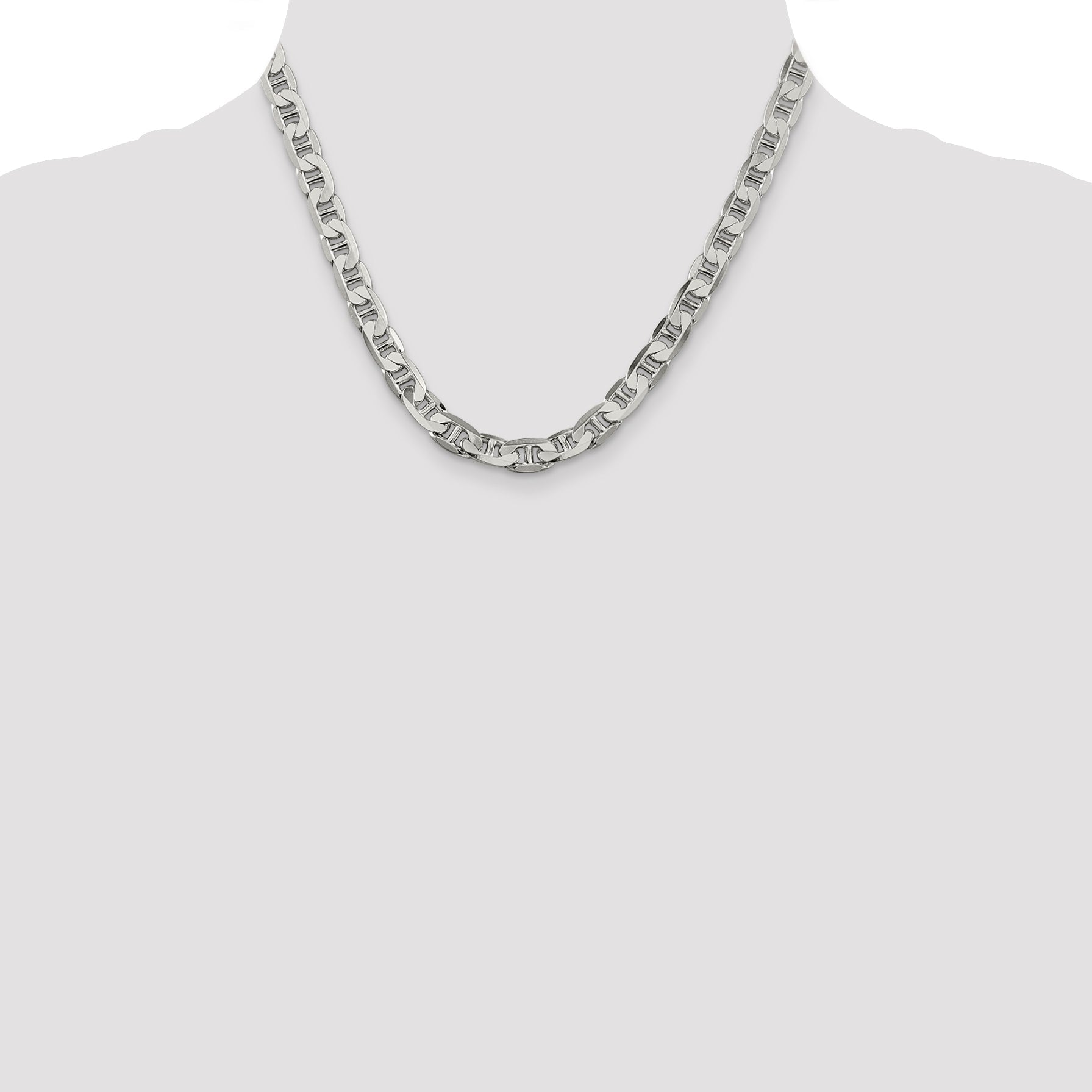 18 Inch Sterling Silver 7mm Flat Anchor Chain Necklace