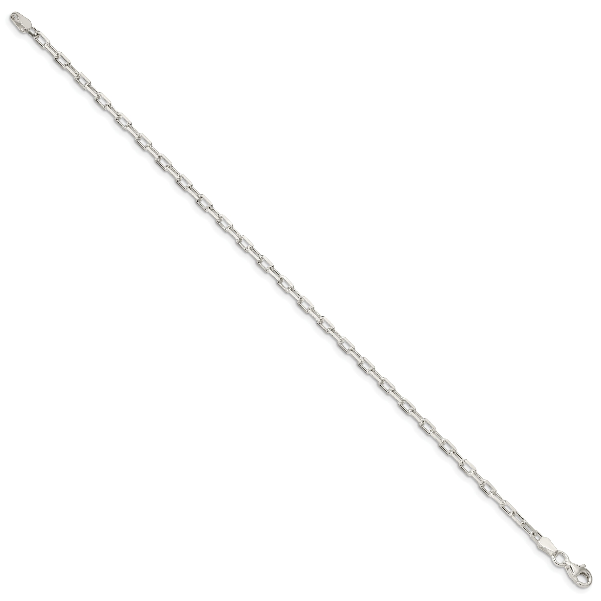 7 Inch Sterling Silver 2.9mm Diamond-Cut Long Link Cable Chain Bracelet