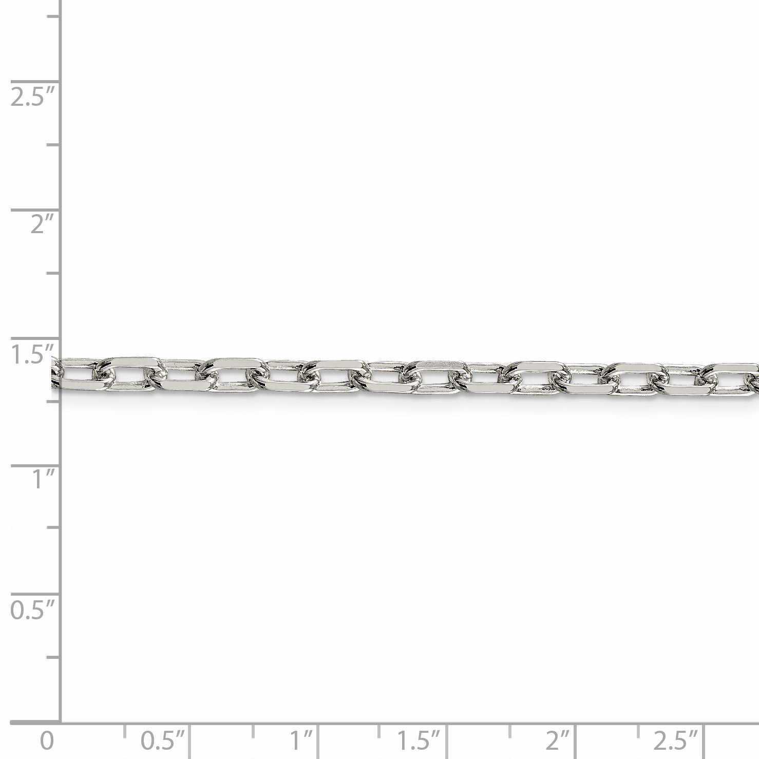 8 Inch Sterling Silver Rhodium-Plated 4.5mm Diamond-Cut Long Link Cable Chain Bracelet