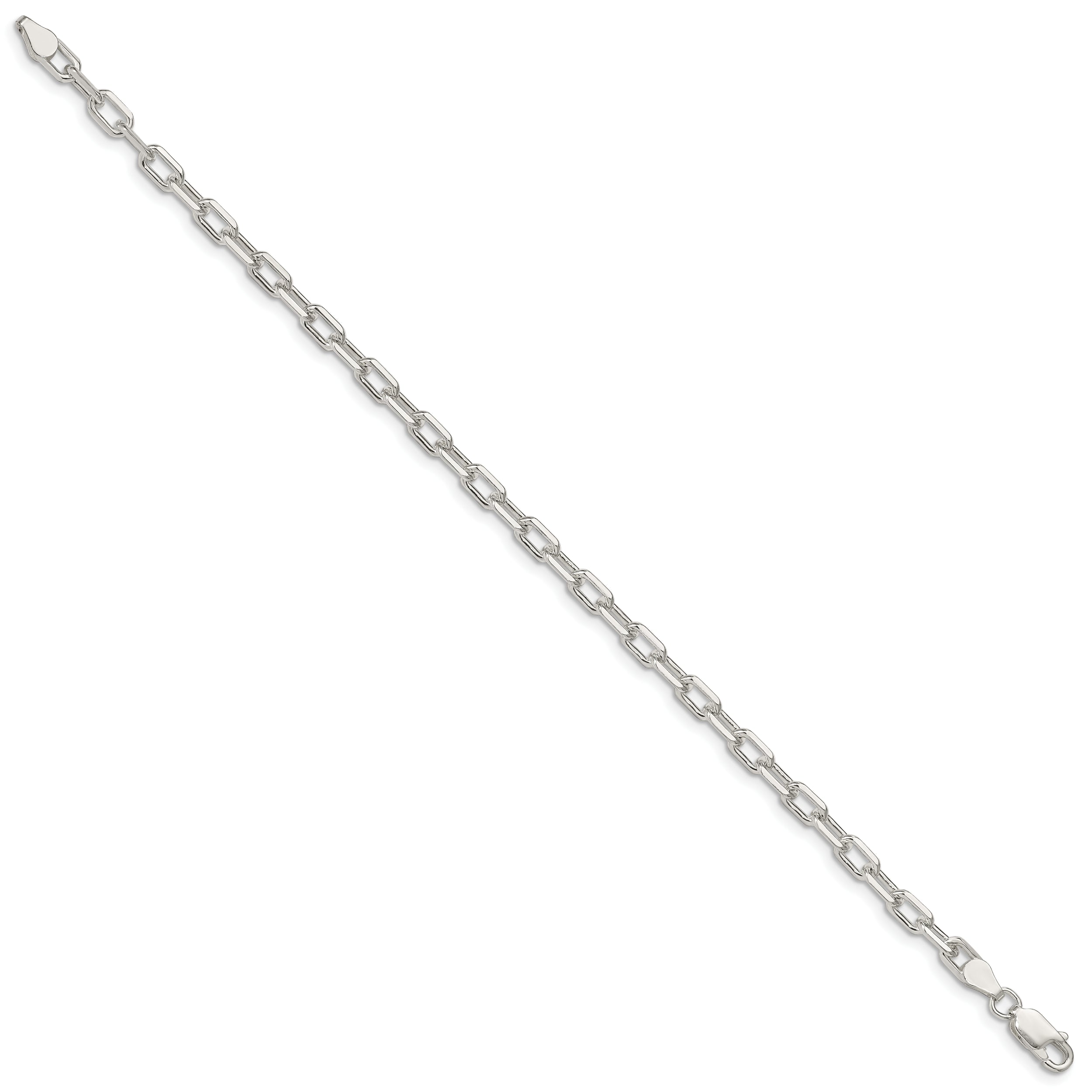 7 Inch Sterling Silver 4.5mm Diamond-Cut Long Link Cable Chain Bracelet