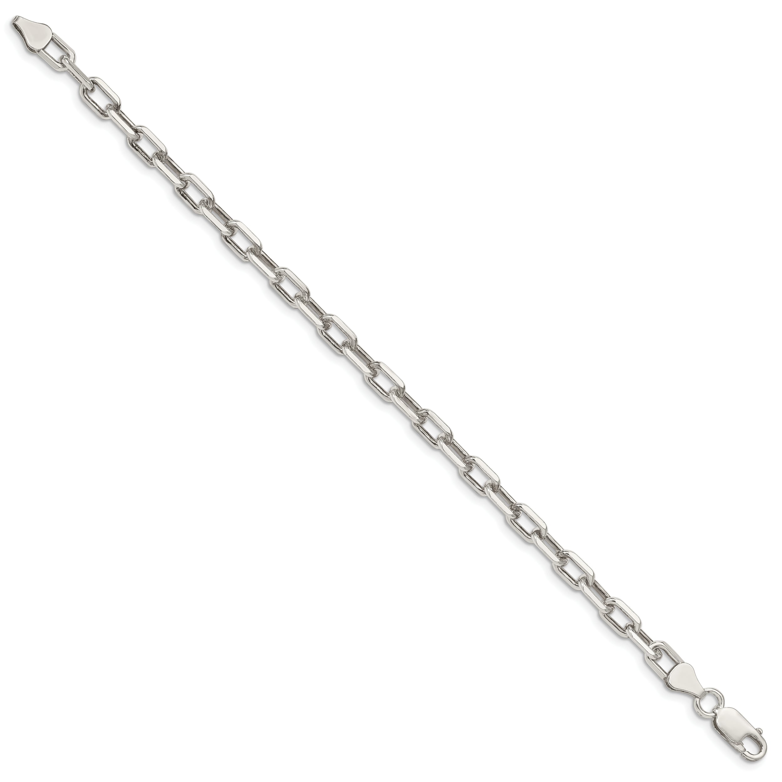 9 Inch Sterling Silver 5.75mm Diamond-Cut Long Link Cable Chain Bracelet