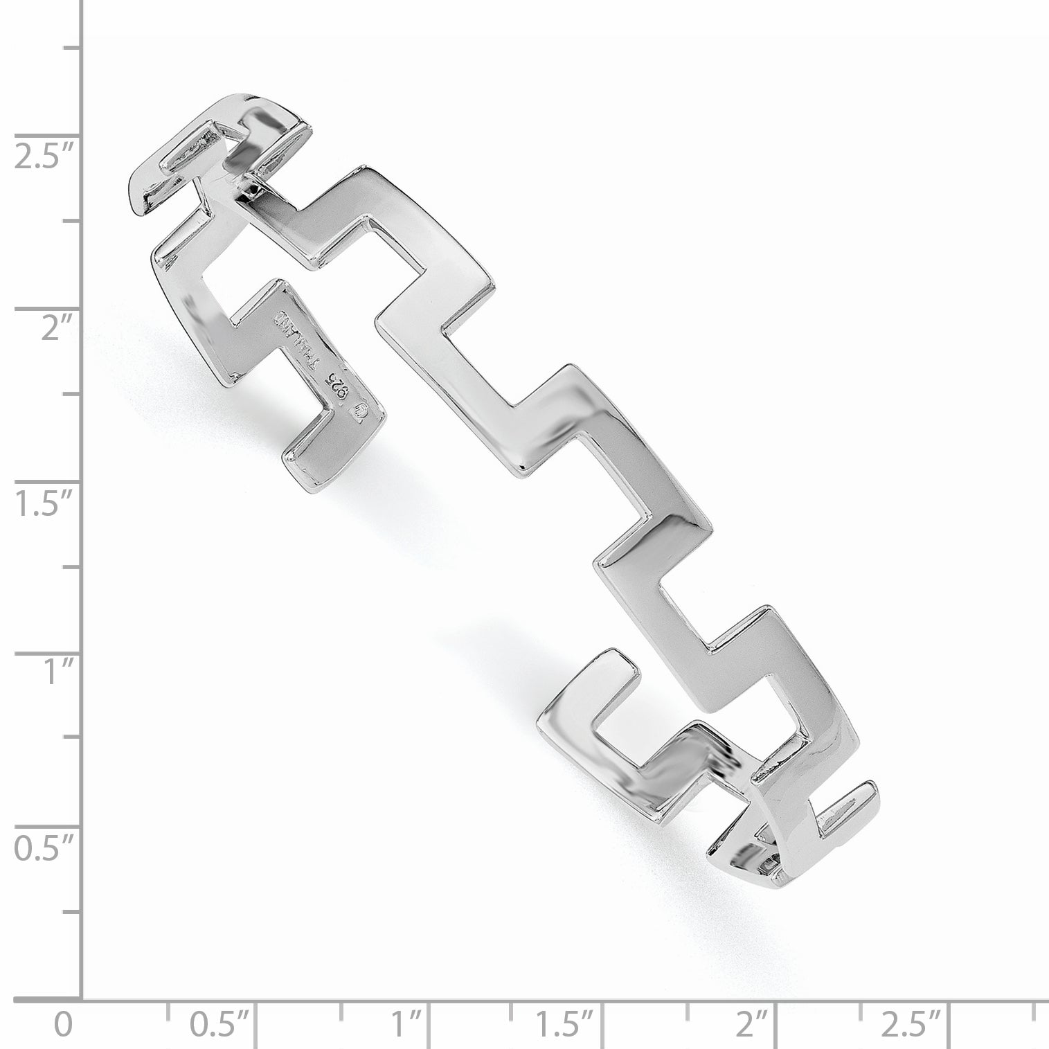 Sterling Silver Rhodium-Plated Polished Fancy Cuff Bangle