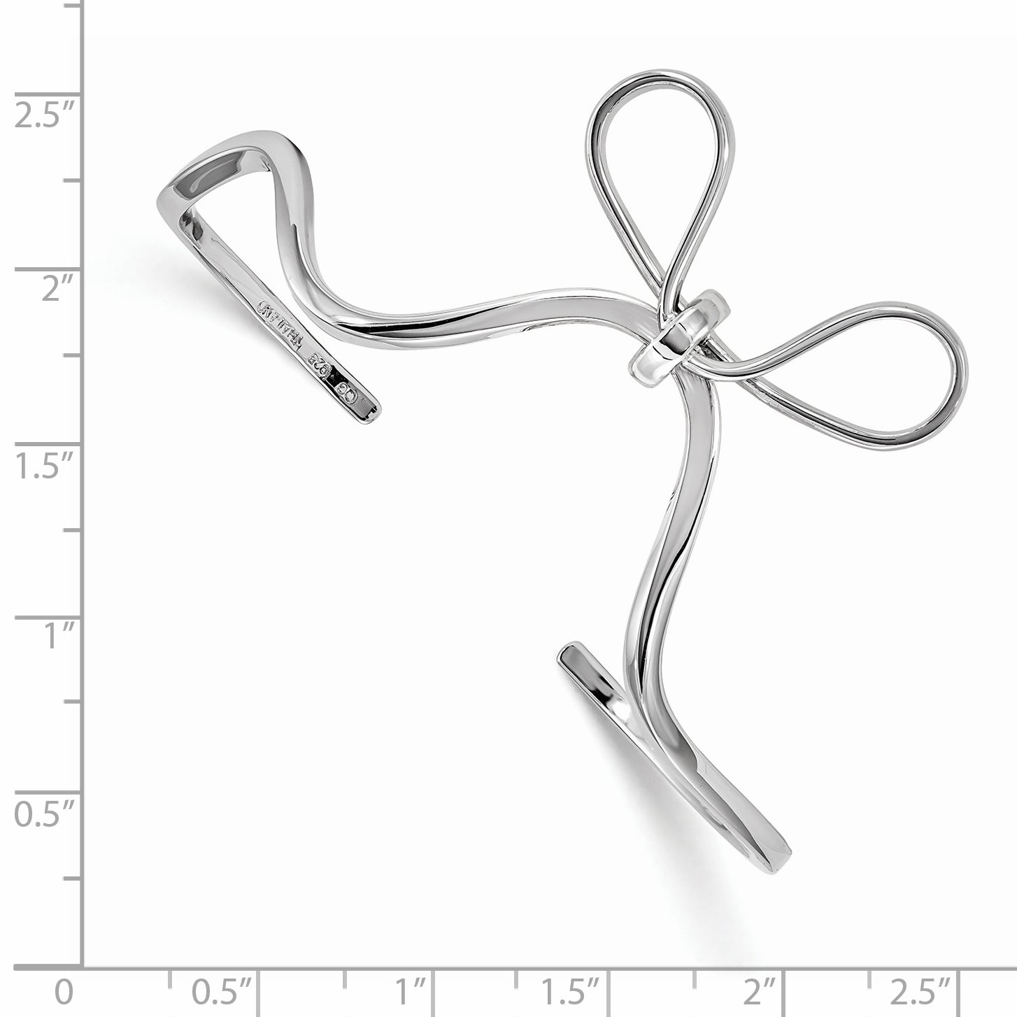Sterling Silver Rhodium-Plated Polished Ribbon Bow Cuff Bangle