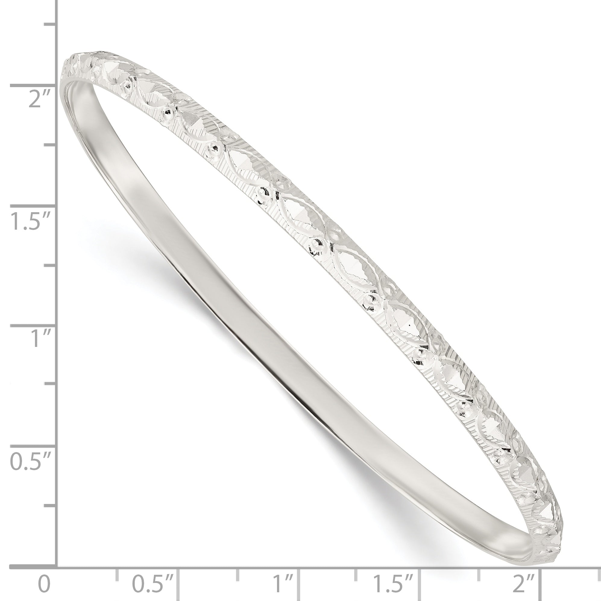 Sterling Silver Diamond Cut Patterned Slip-On Bangle