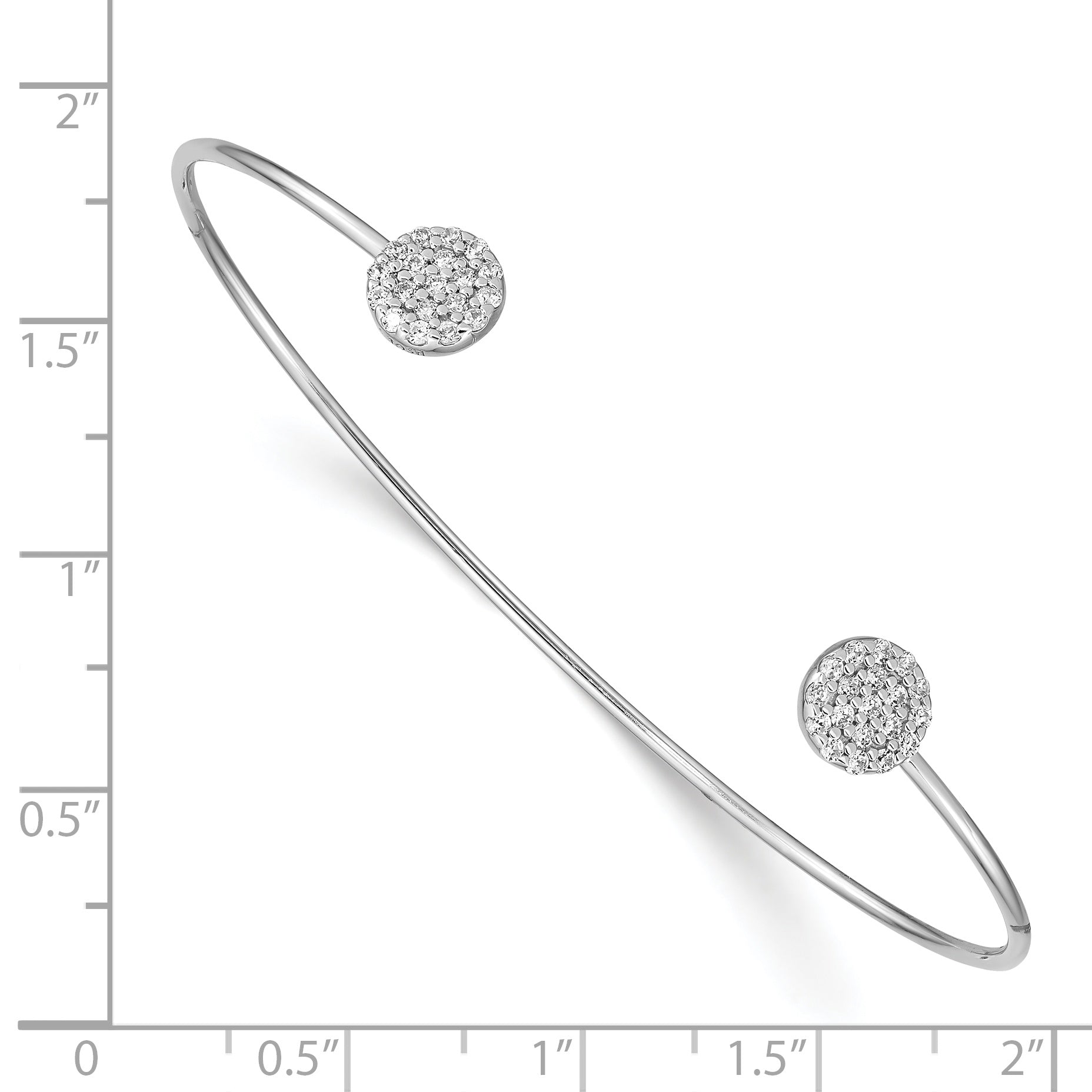 Sterling Silver Rhodium Plated Cz Bangle