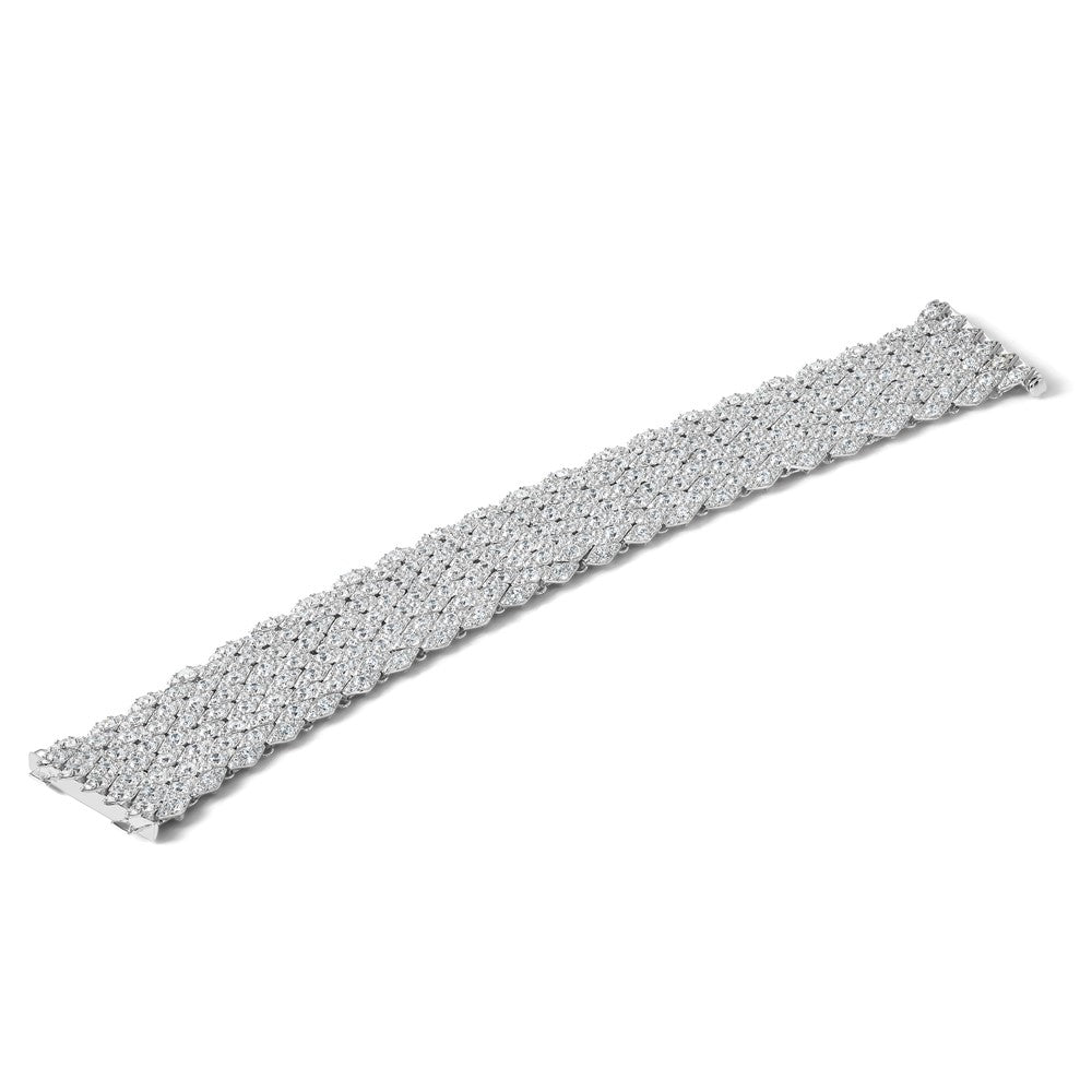 Sterling Silver Shimmer Rhodium-Plated 6.75 Inch 759 Stone Cz Mesh Bracelet