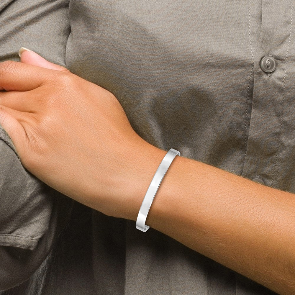 Sterling Silver Rhodium-Plated Polished 6mm Children'S Cuff Bangle