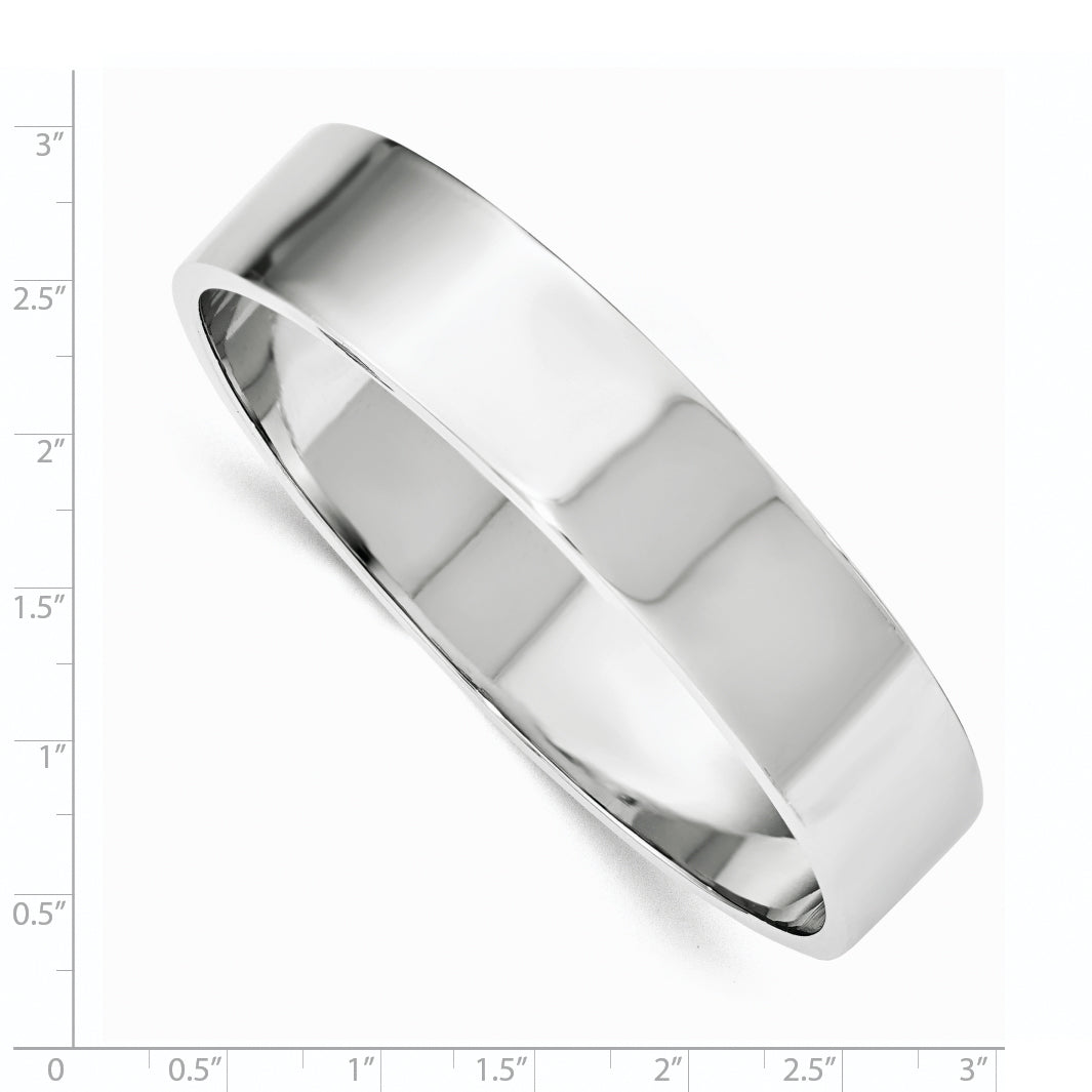 Sterling Silver 15.50mm Rhodium-Plated Polished Slip-On Bangle