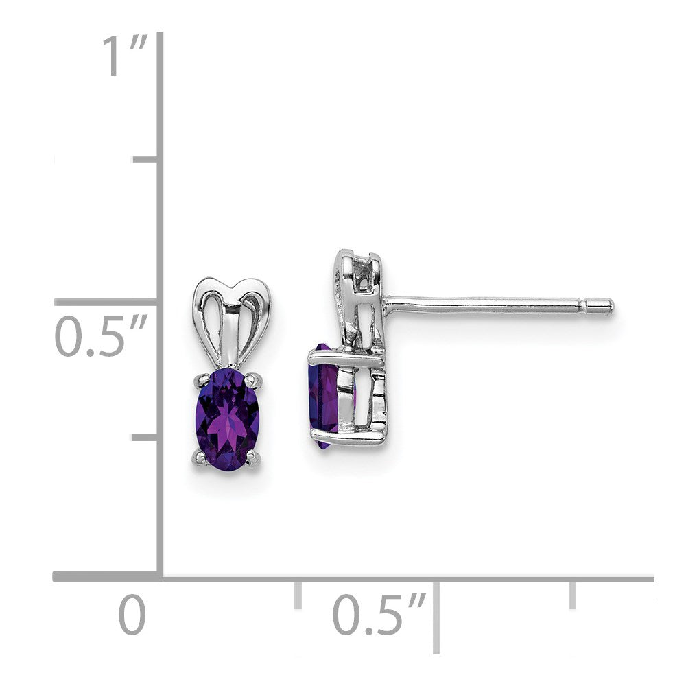 Sterling Silver Rhodium-Plated Amethyst Earrings