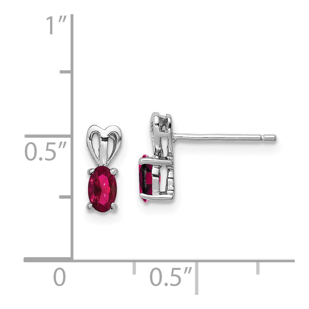 Sterling Silver Rhodium-Plated Created Ruby Earrings