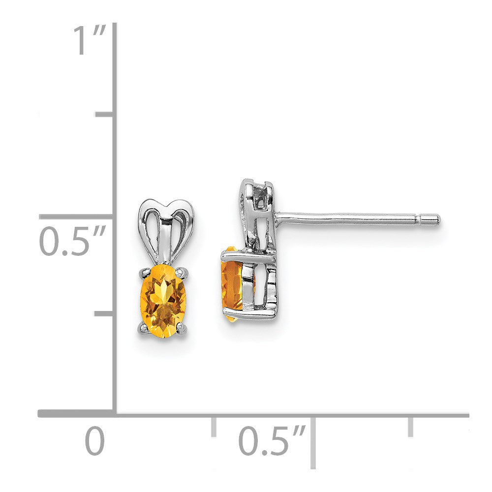 Sterling Silver Rhodium-Plated Citrine Earrings