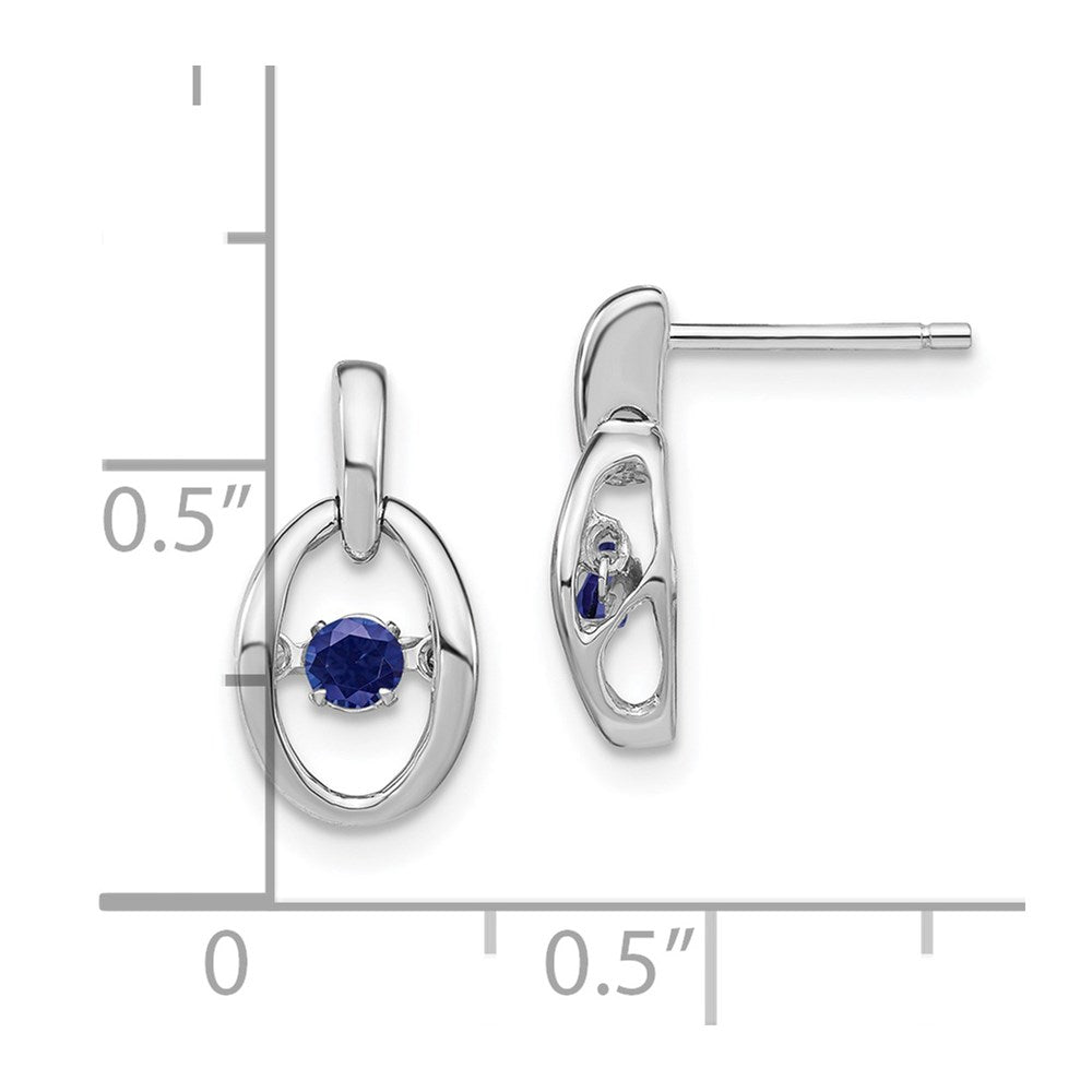 Sterling Silver Rhodium Created Blue Sapphire Birthstone Vibrant Earrings