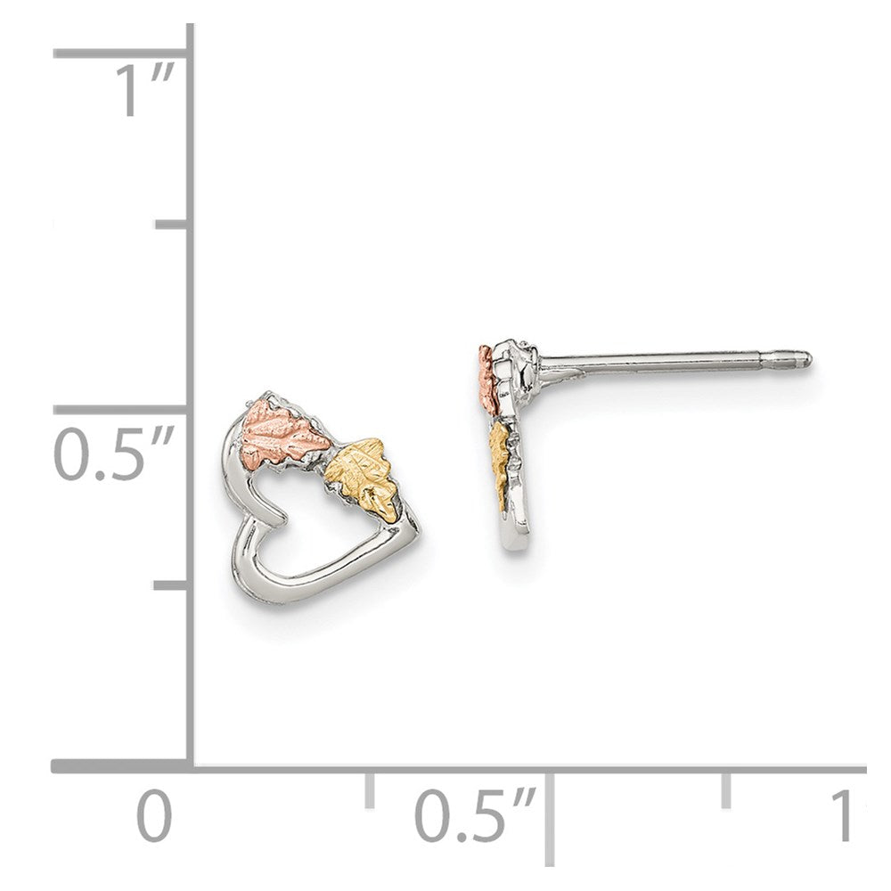 Sterling Silver Landstrom'S Mt. Rushmore Black Hills 12K Gold Accents Heart Post Stud Earrings