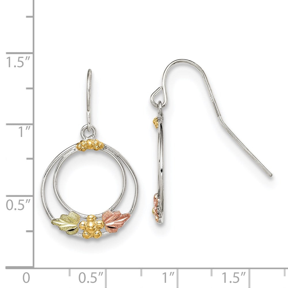 Sterling Silver Landstrom'S Mt. Rushmore Black Hills 12K Gold Accents Shepherd Hook Dangle Earrings