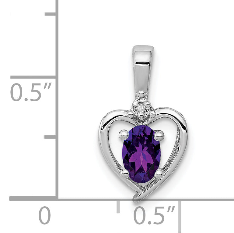 Sterling Silver Rhodium-Plated Amethyst & Diam. Pendant