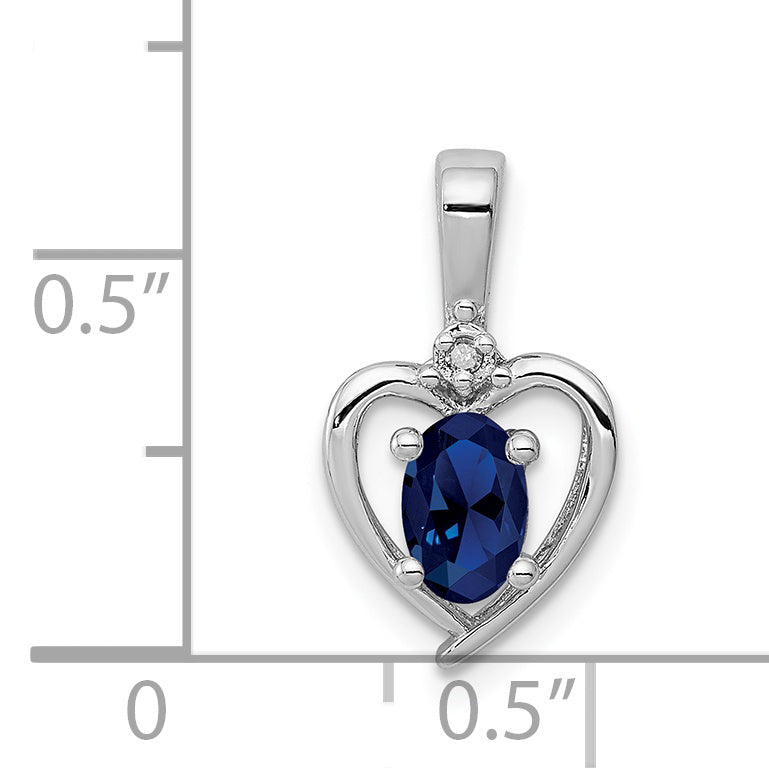 Sterling Silver Rhodium-Plated Created Sapphire & Diam. Pendant