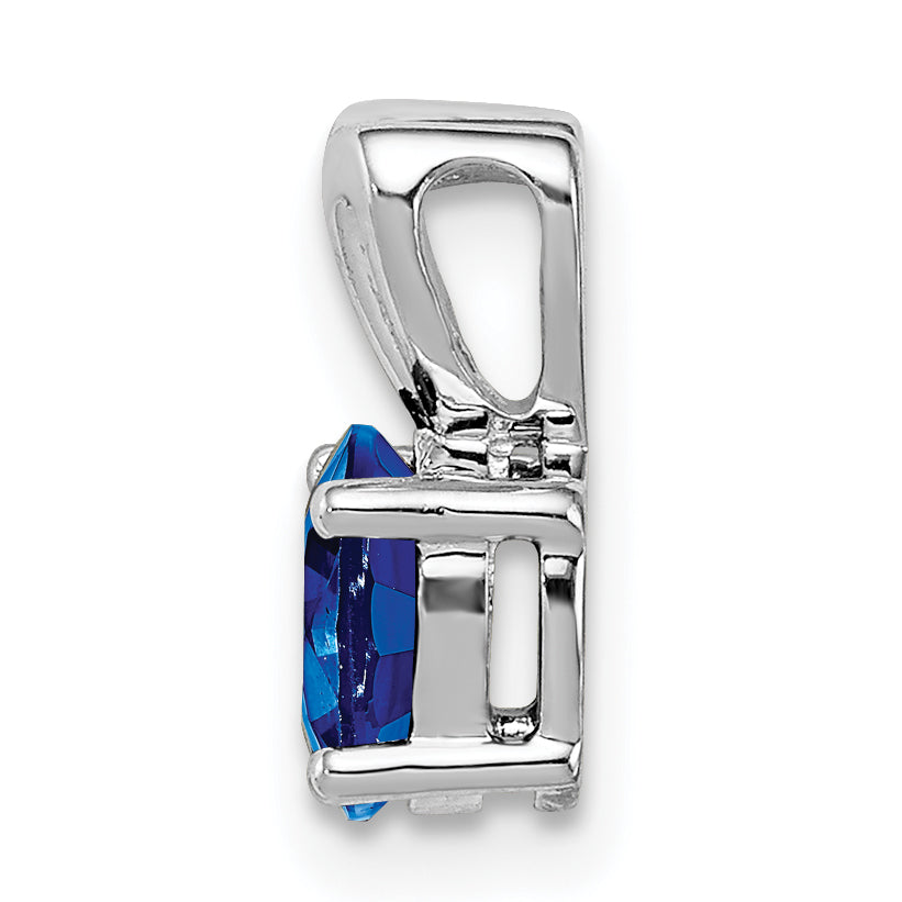 Sterling Silver Rhodium-Plated Created Sapphire Pendant