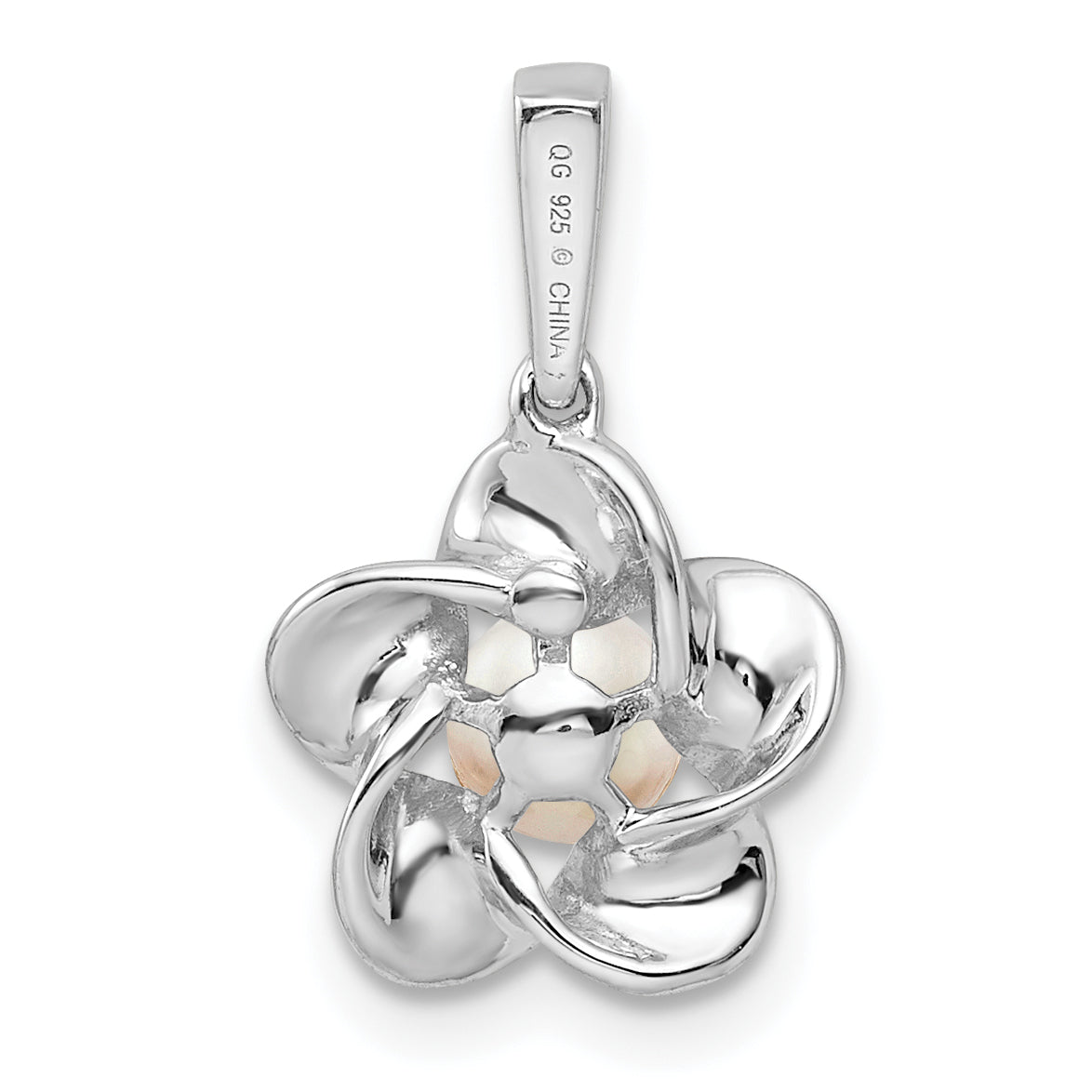 Sterling Silver Rhodium-Plated Floral Fwc Pearl Pendant